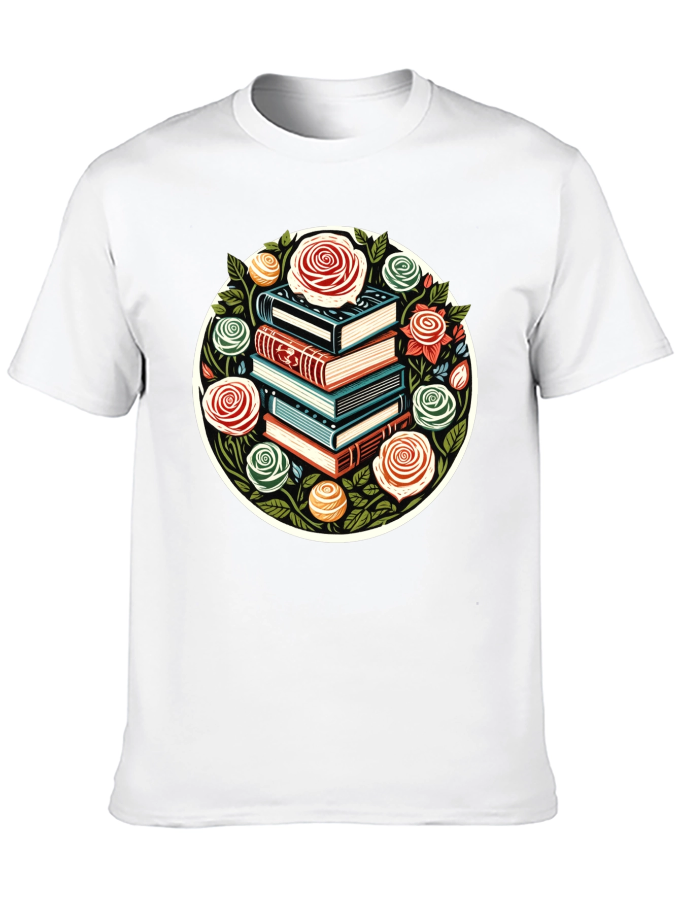 Book Stack & Roses Graphic Tee
