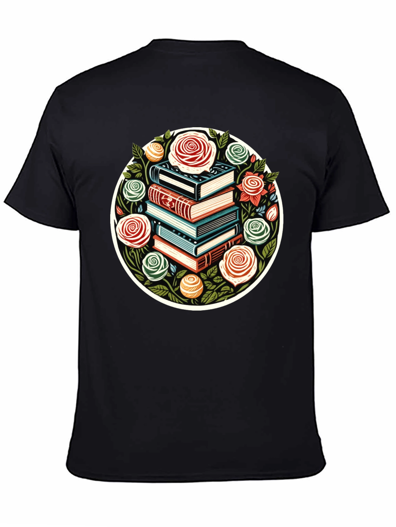 Book Stack & Roses Graphic Tee
