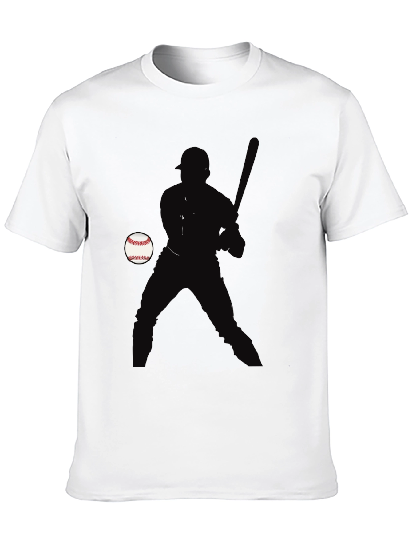 Baseball Player Silhouette T-Shirt - Black Cotton Tee