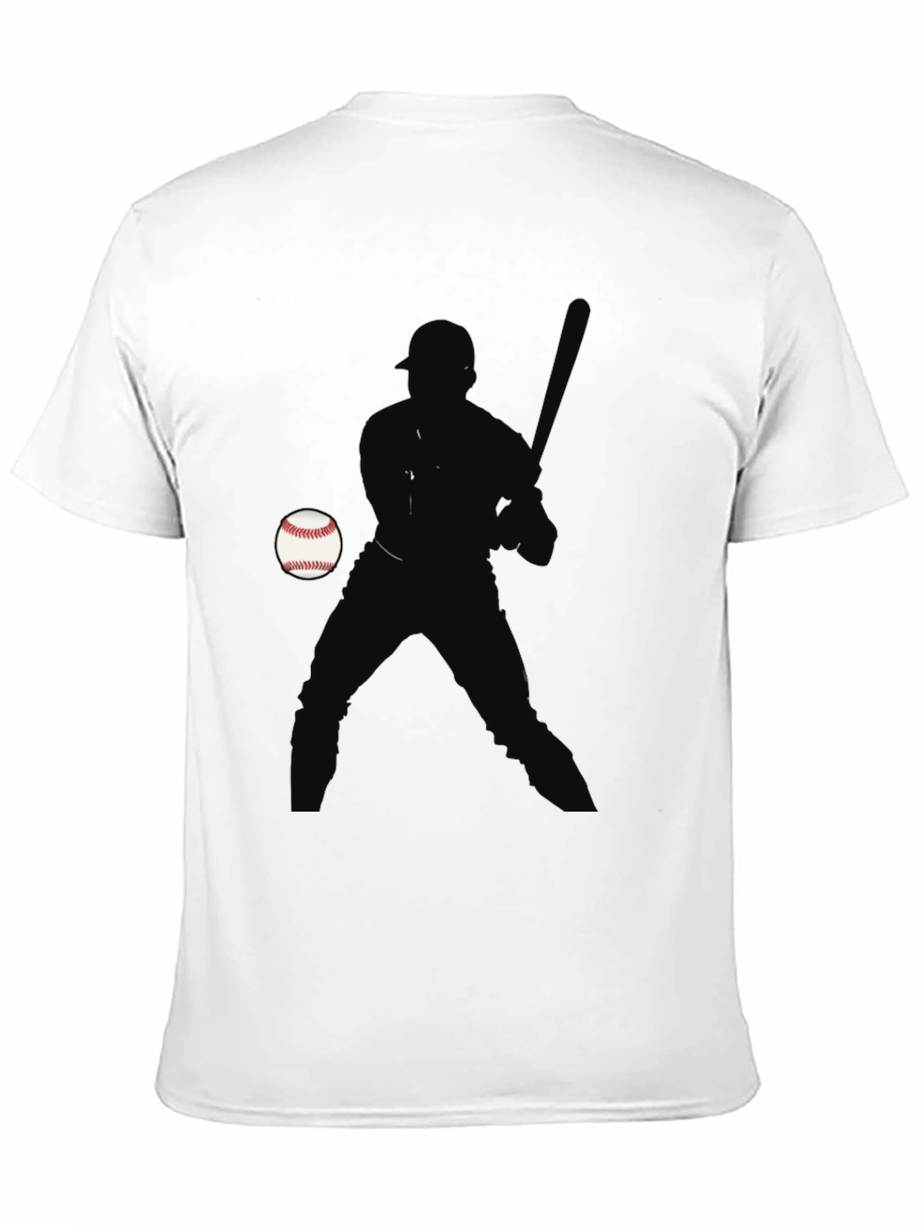 Baseball Player Silhouette T-Shirt - Black Cotton Tee