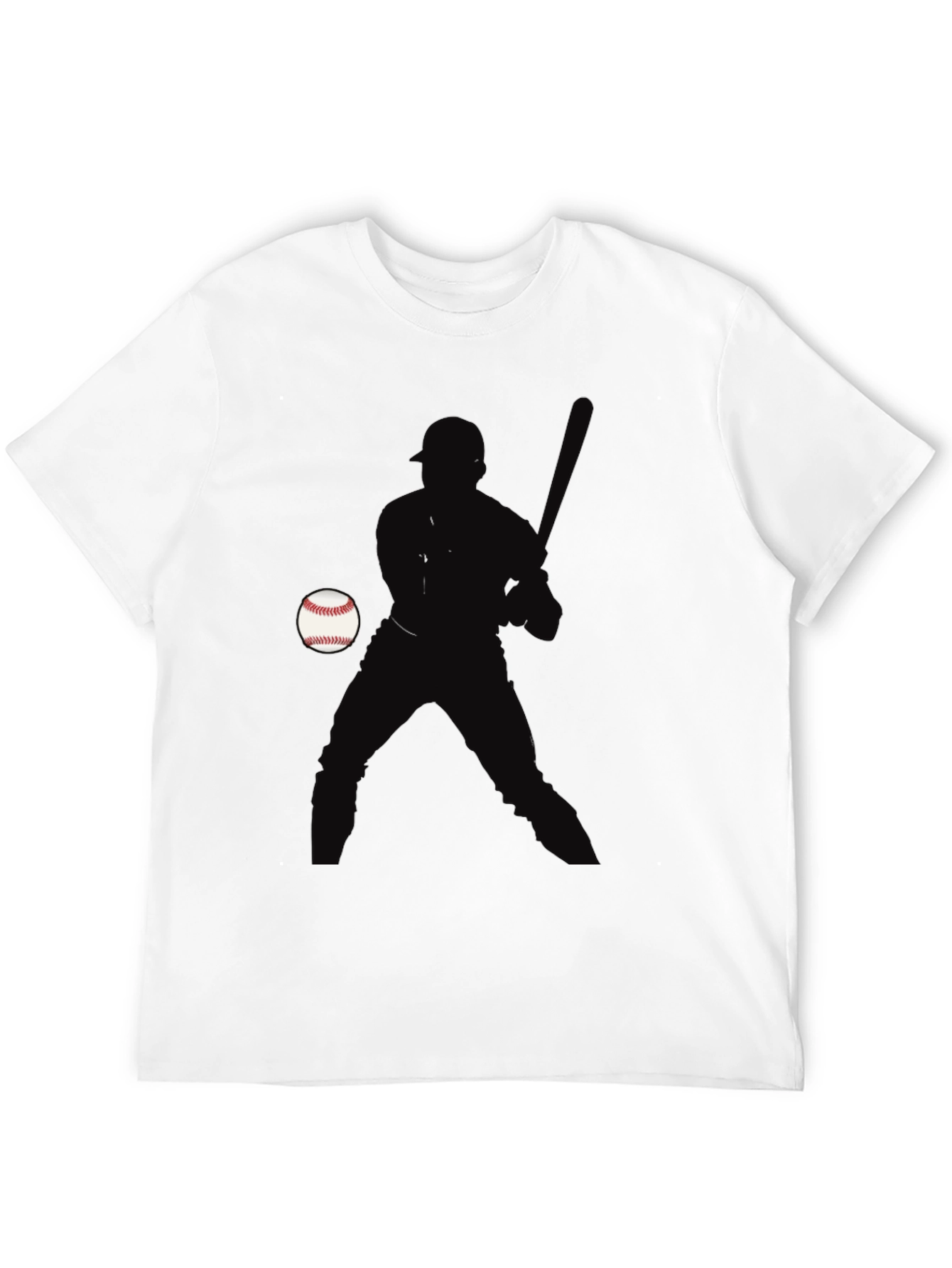 Baseball Player Silhouette T-Shirt - Black Cotton Tee