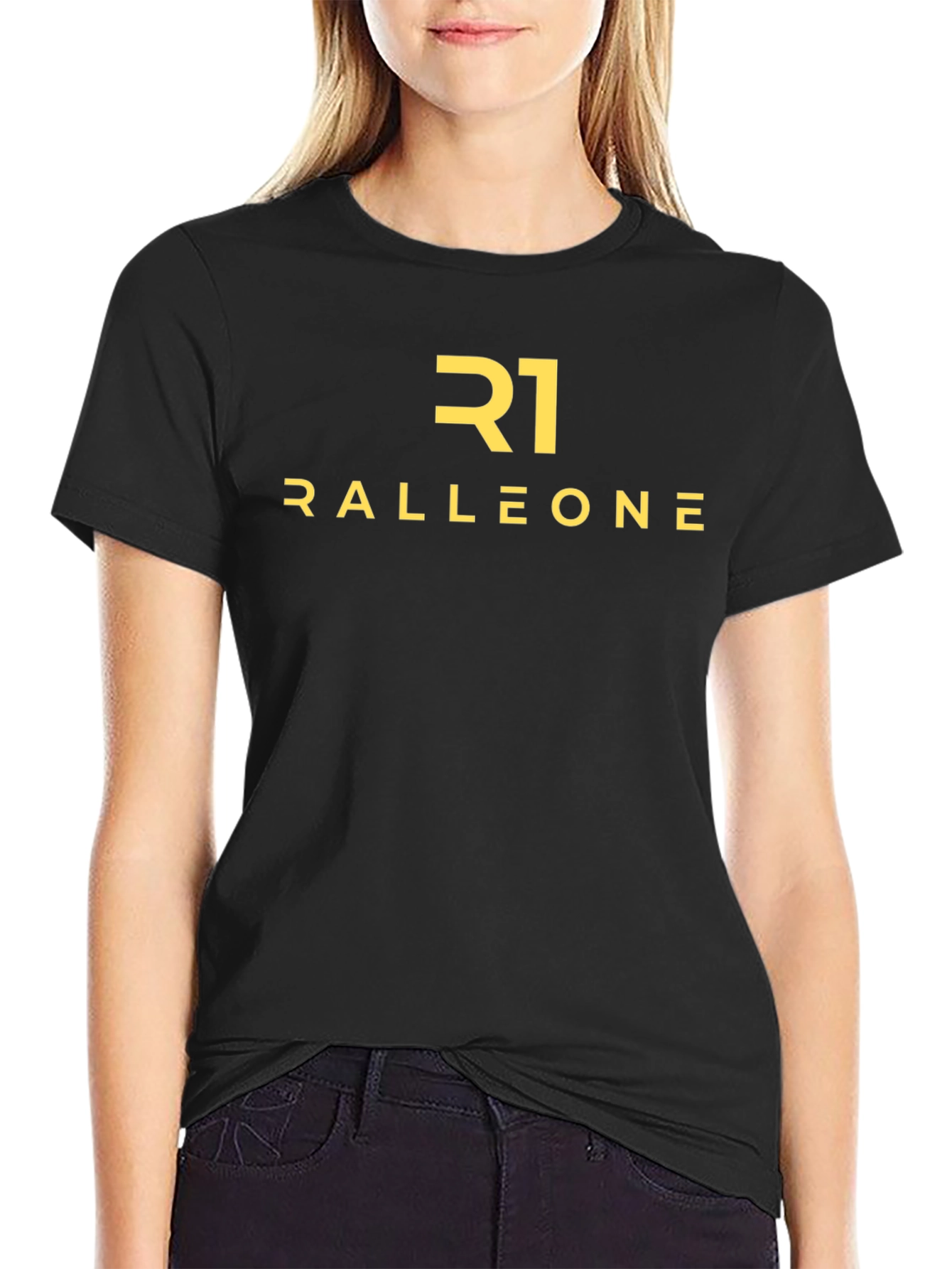 Ralleone Black Cotton Graphic T-Shirt