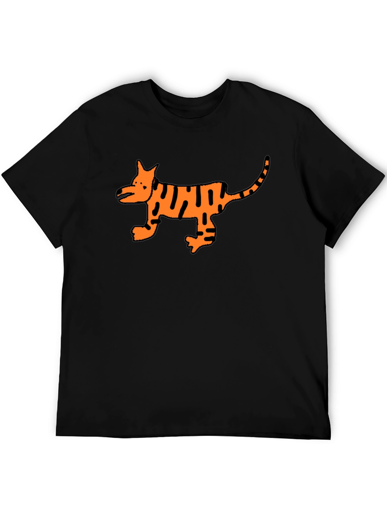 Cool Black T-Shirt with Cartoon Tiger Design