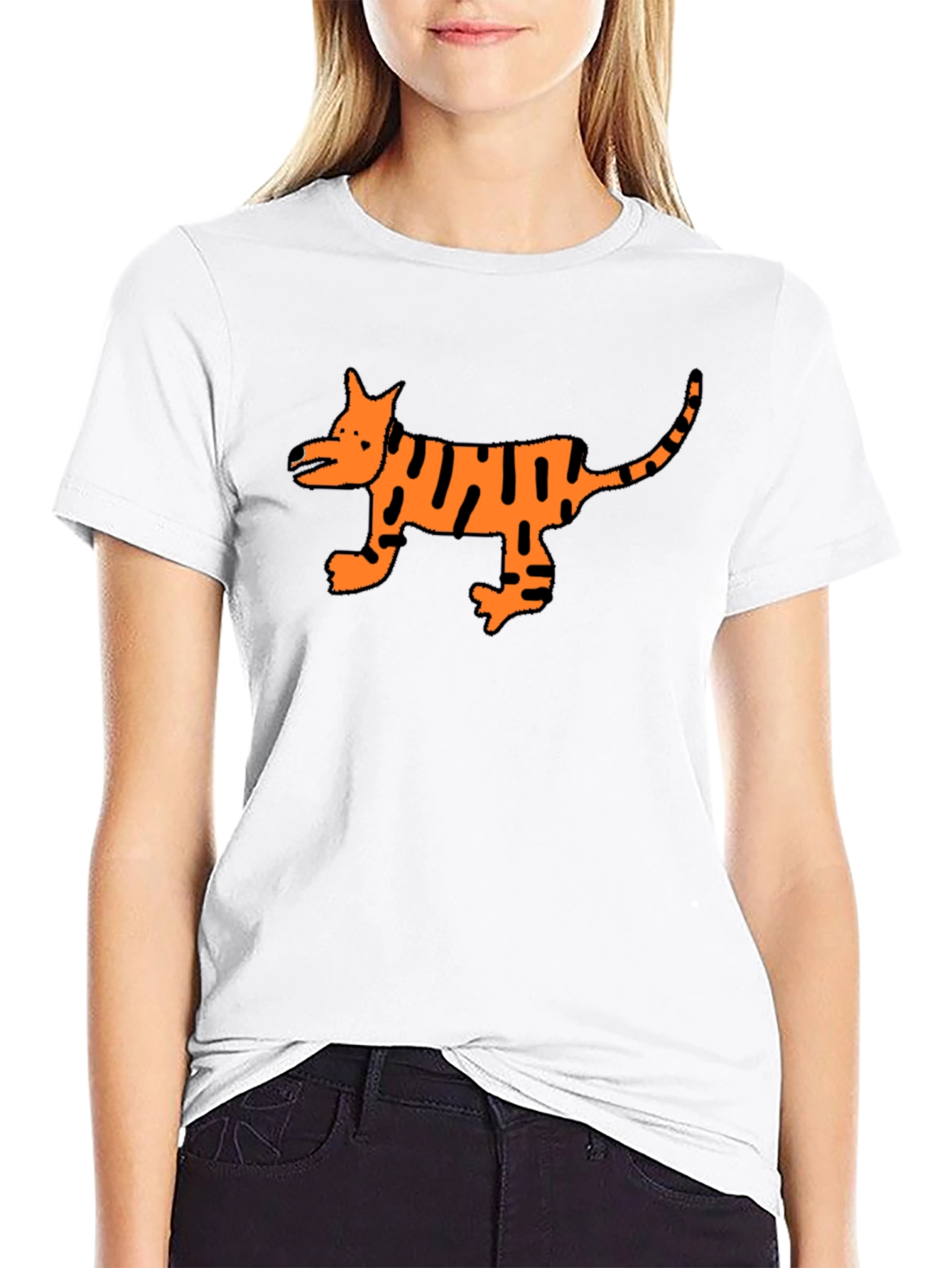 Cool Black T-Shirt with Cartoon Tiger Design