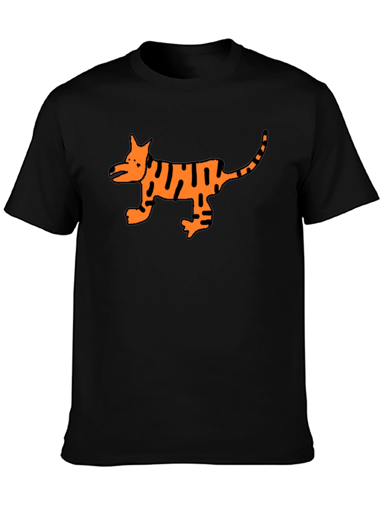 Cool Black T-Shirt with Cartoon Tiger Design