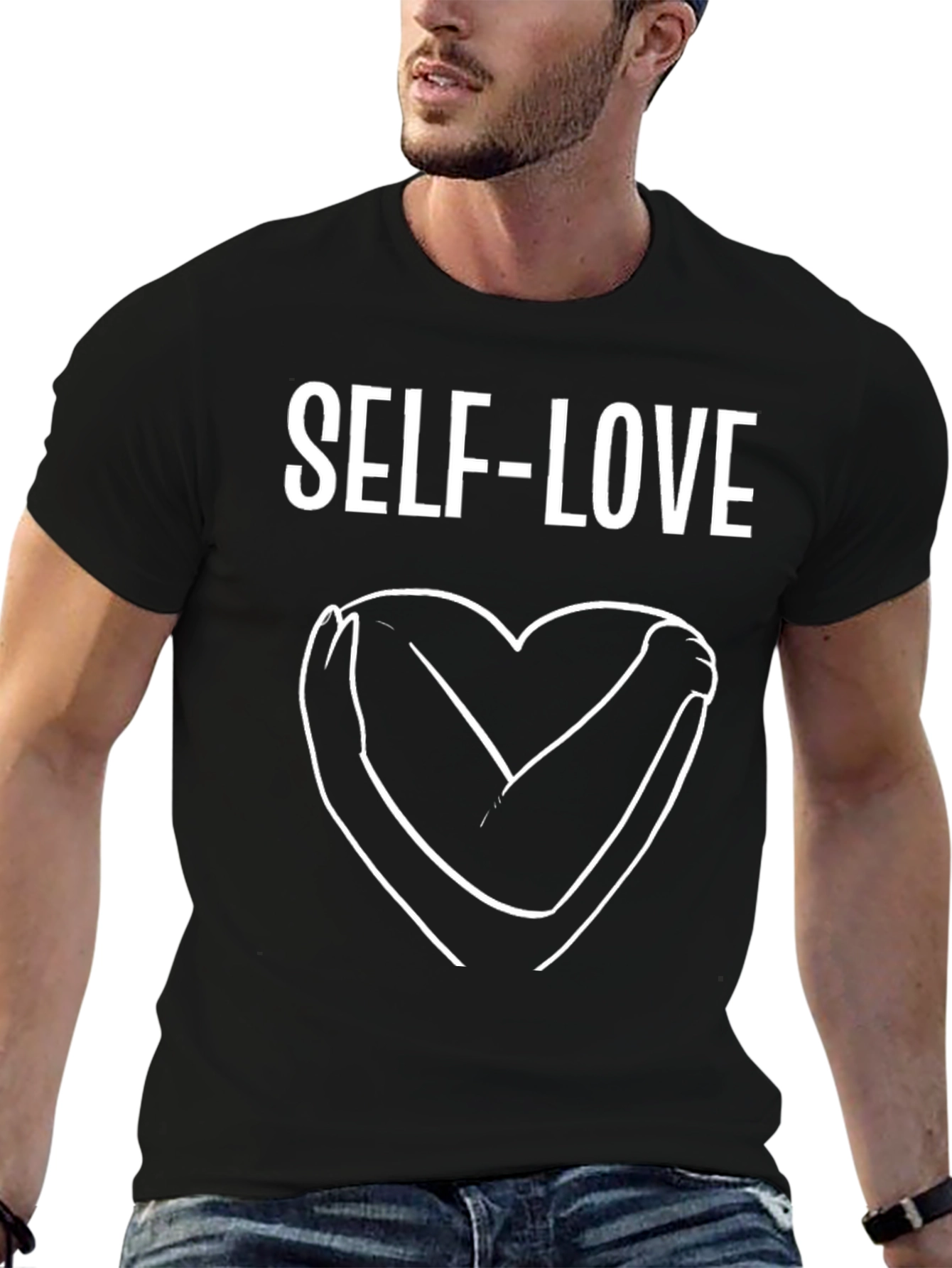 Self-Love Heart Graphic Tee - Black
