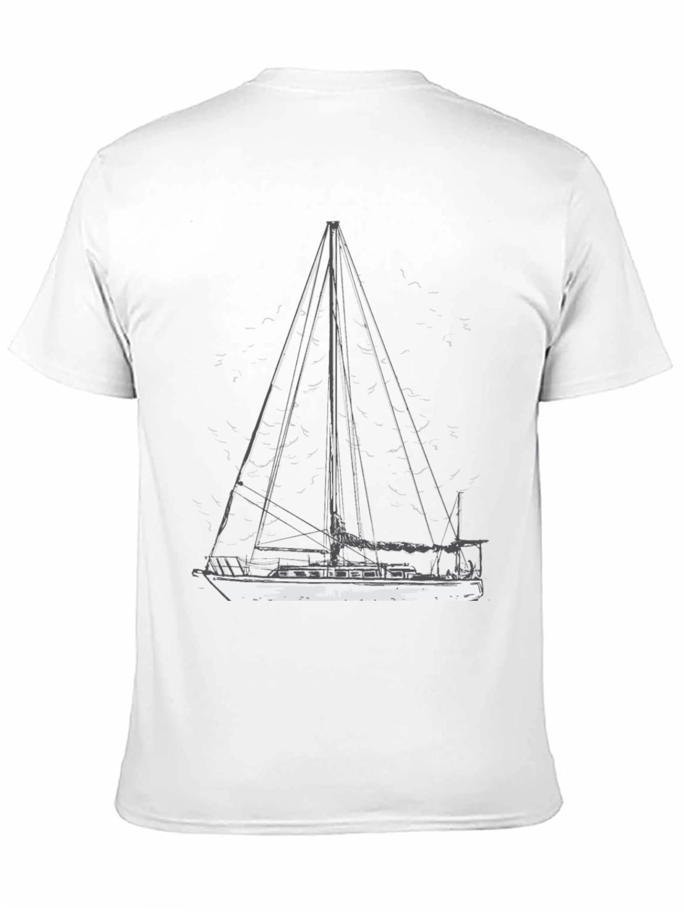Nautical Sailboat Graphic Tee - Black Cotton T-Shirt