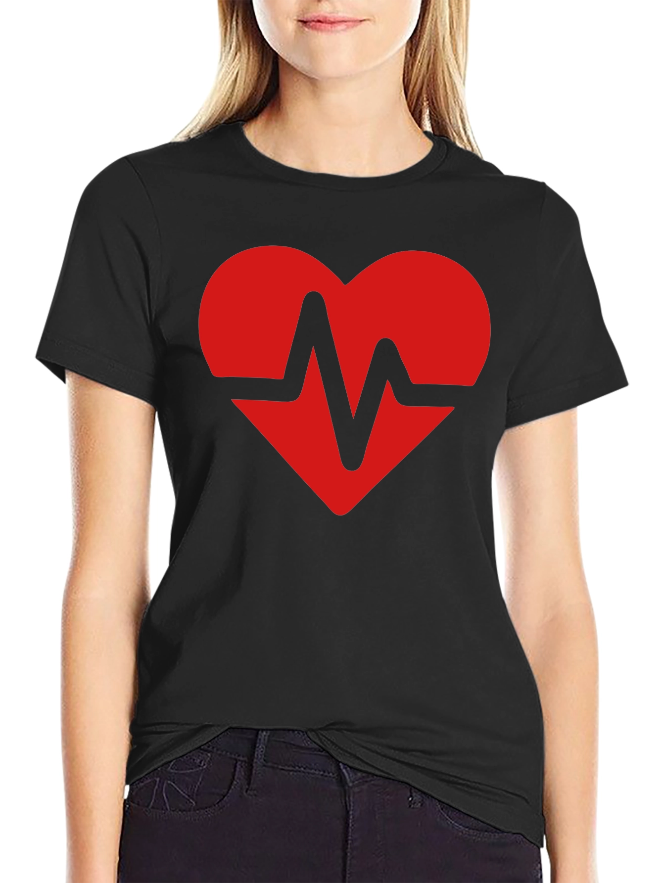 Heartbeat Heart Graphic Tee - Soft Cotton Blend