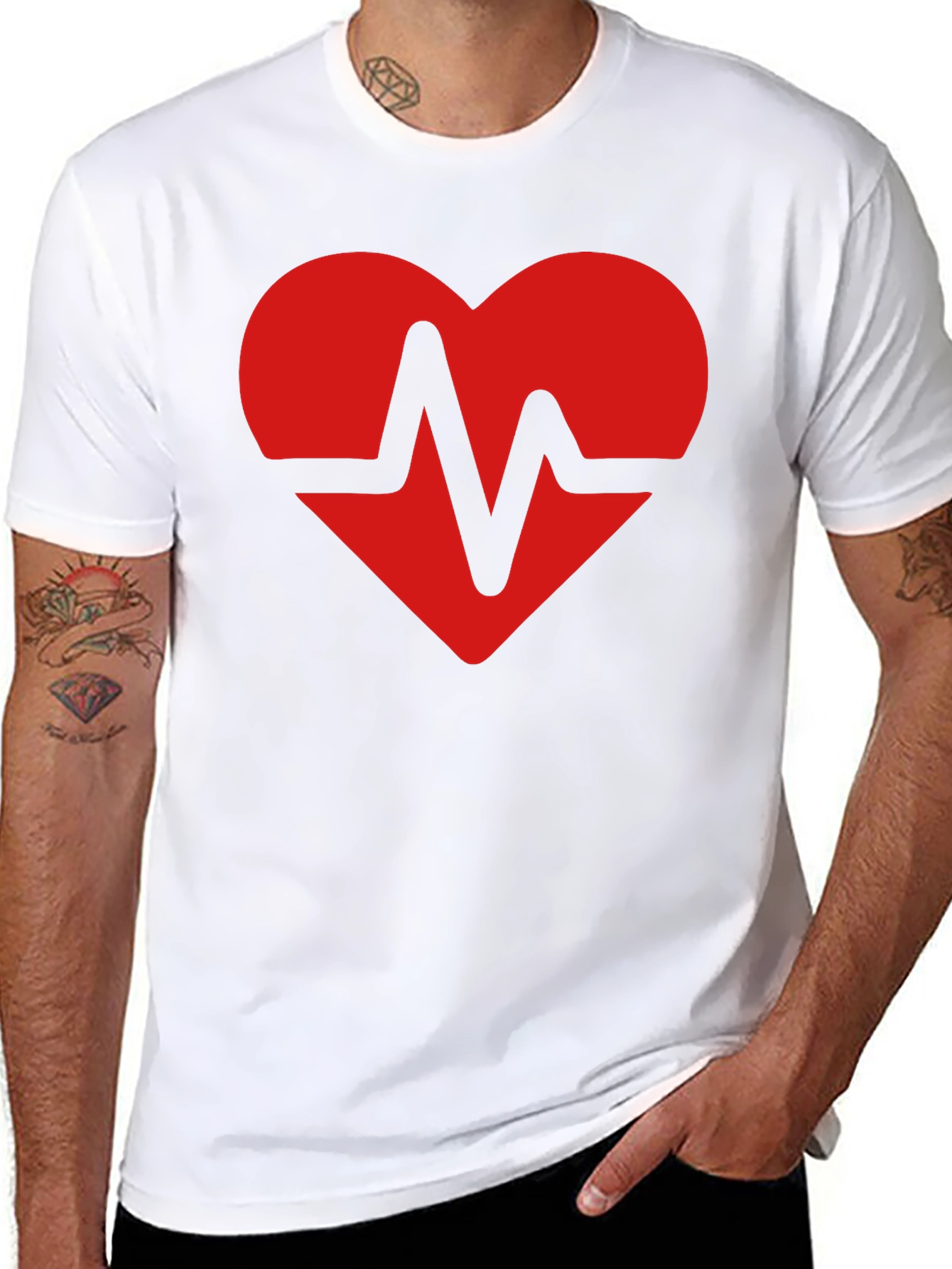 Heartbeat Heart Graphic Tee - Soft Cotton Blend