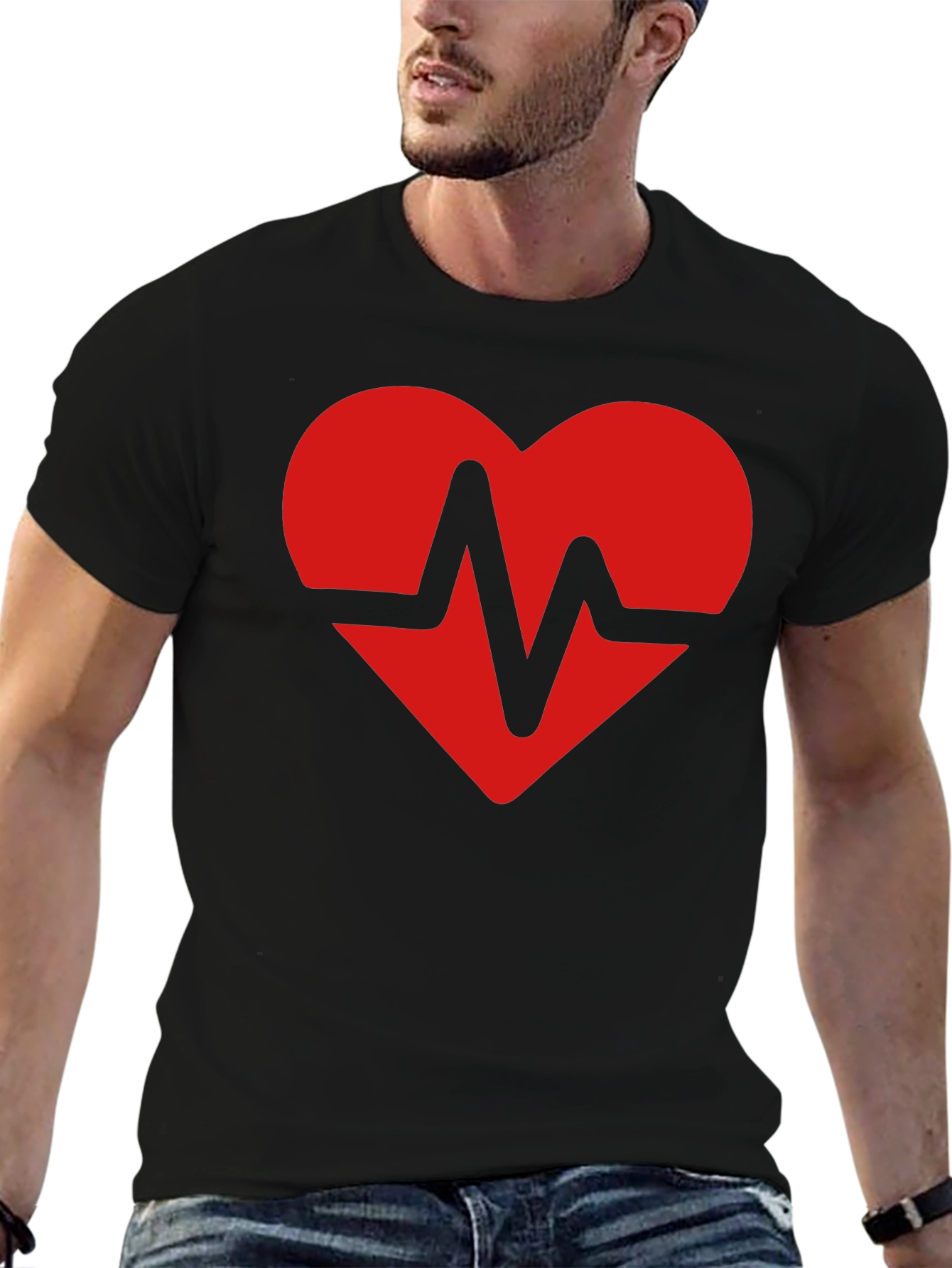 Heartbeat Heart Graphic Tee - Soft Cotton Blend