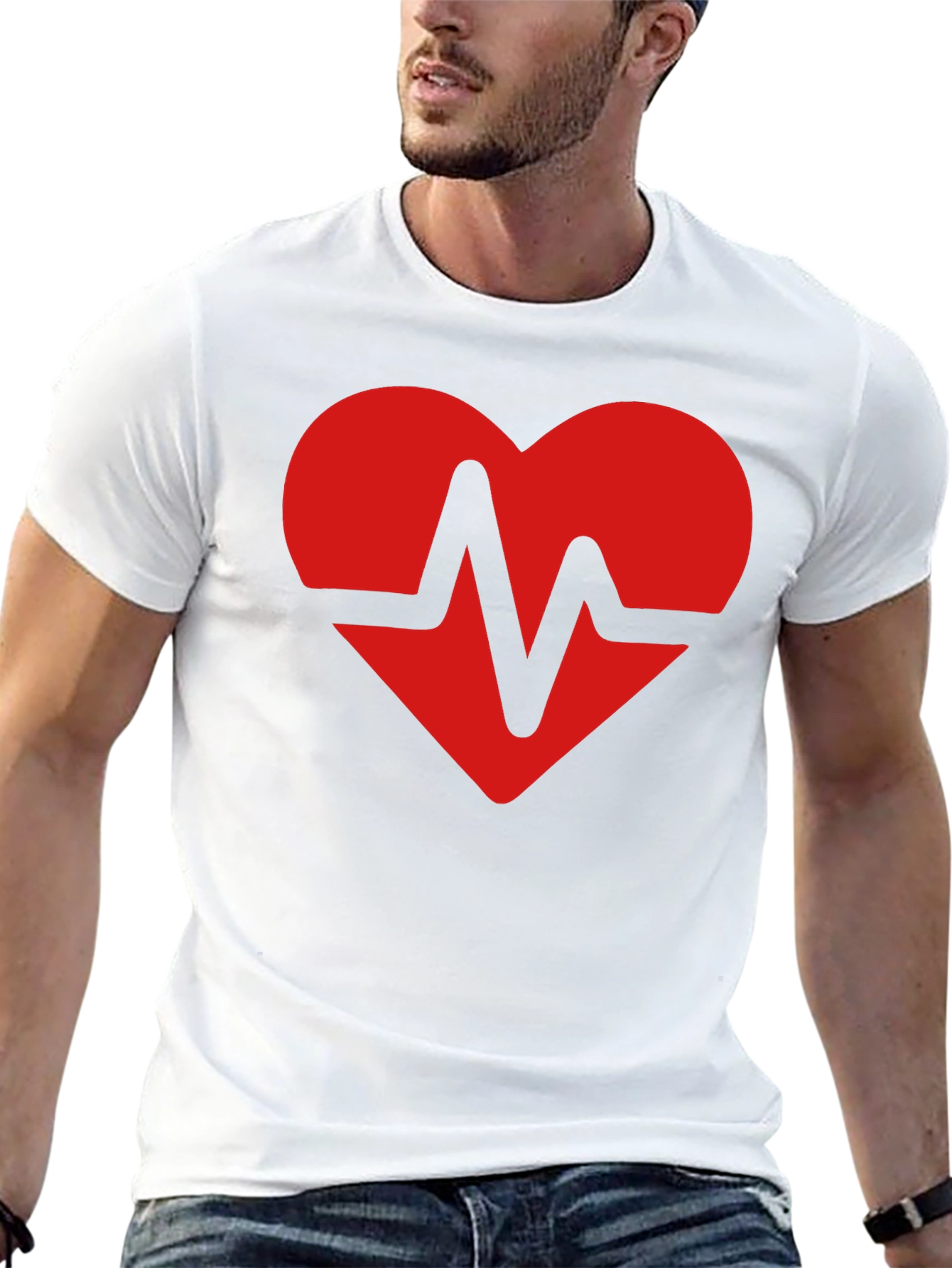 Heartbeat Heart Graphic Tee - Soft Cotton Blend