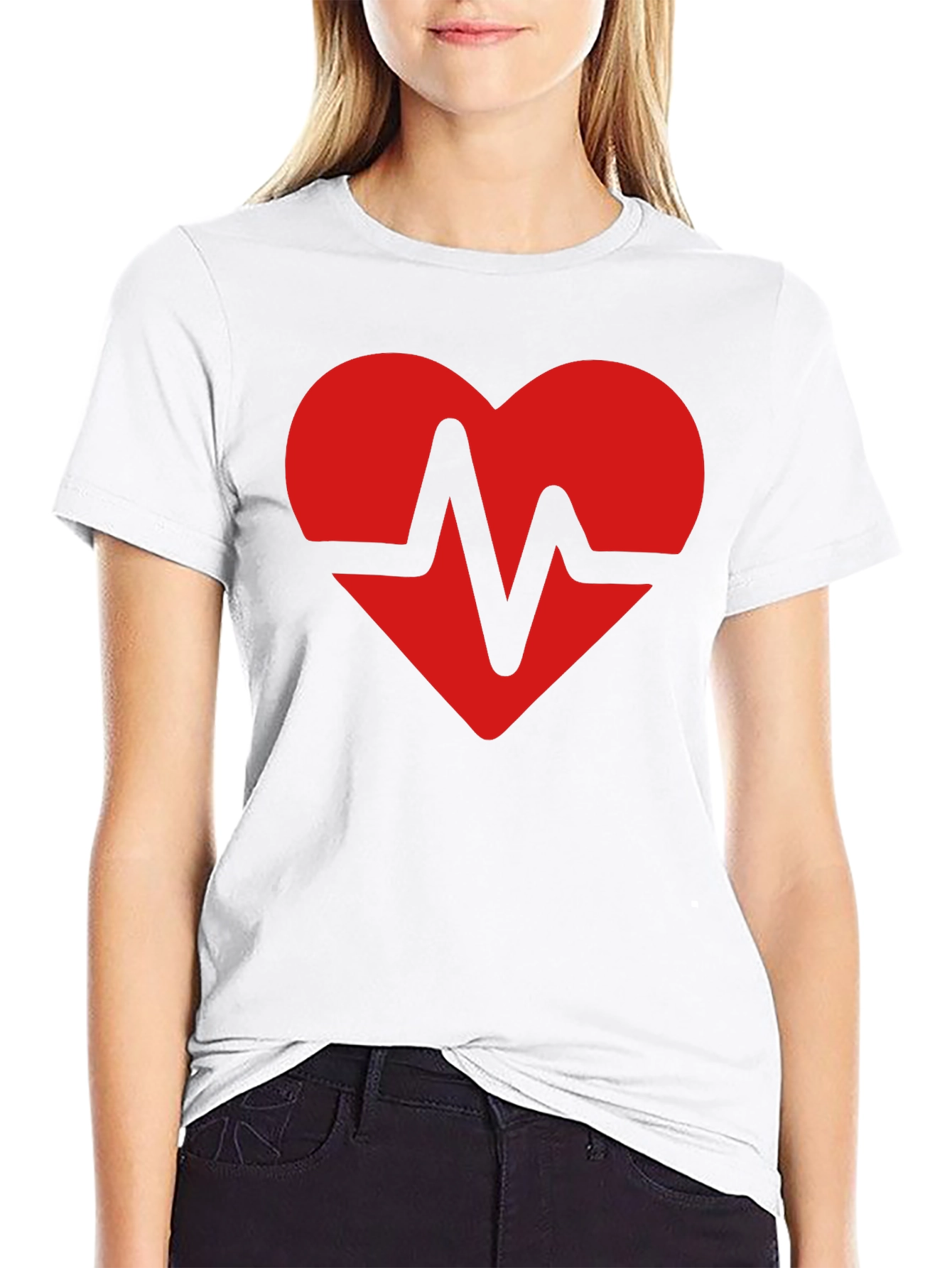Heartbeat Heart Graphic Tee - Soft Cotton Blend