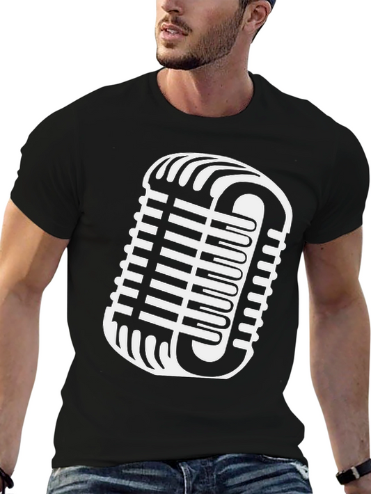 Retro Microphone Graphic Tee - Classic Vocal Style Shirt