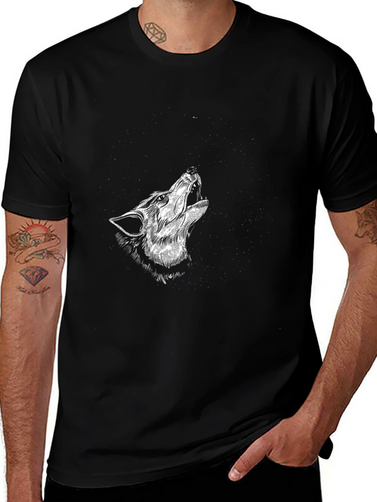 Black Wolf Howl Graphic Tee - Stylish Mens T-Shirt