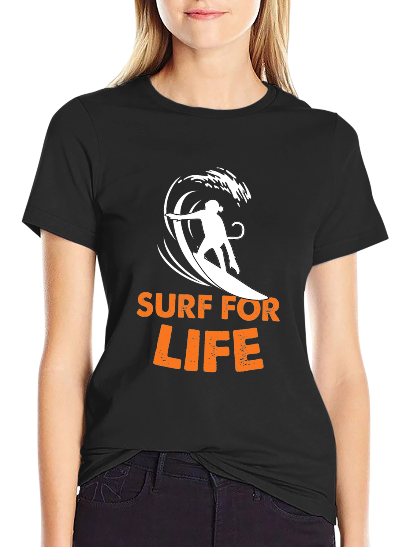 Surf For Life Graphic Tee - Black