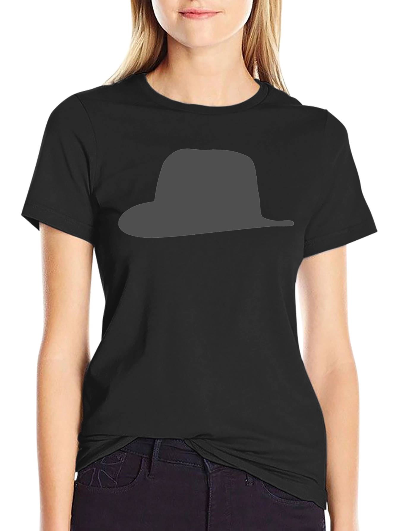 Black Hat Silhouette Graphic Tee - Stylish & Modern