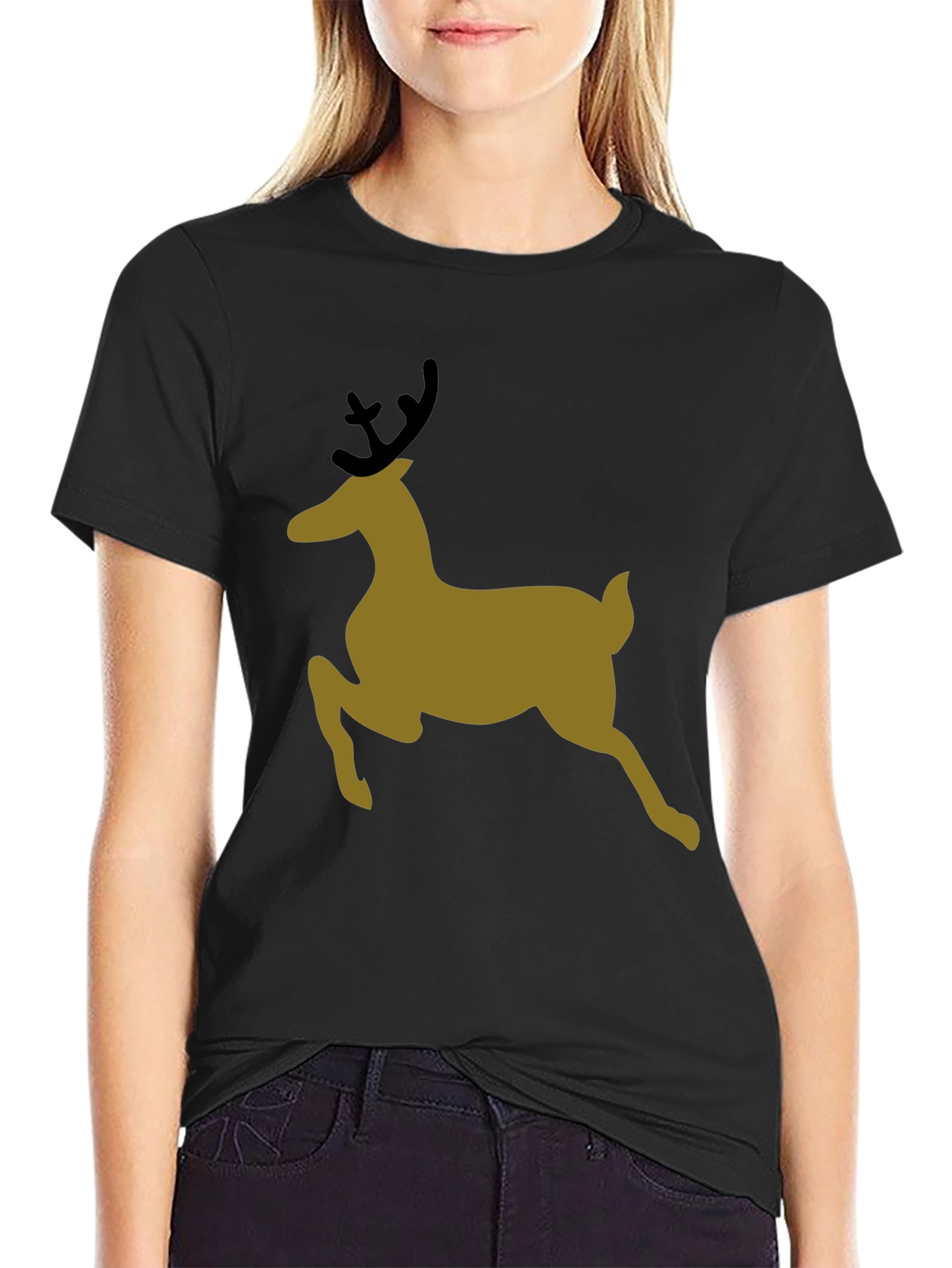Holiday Deer Graphic Tee - Black T-Shirt