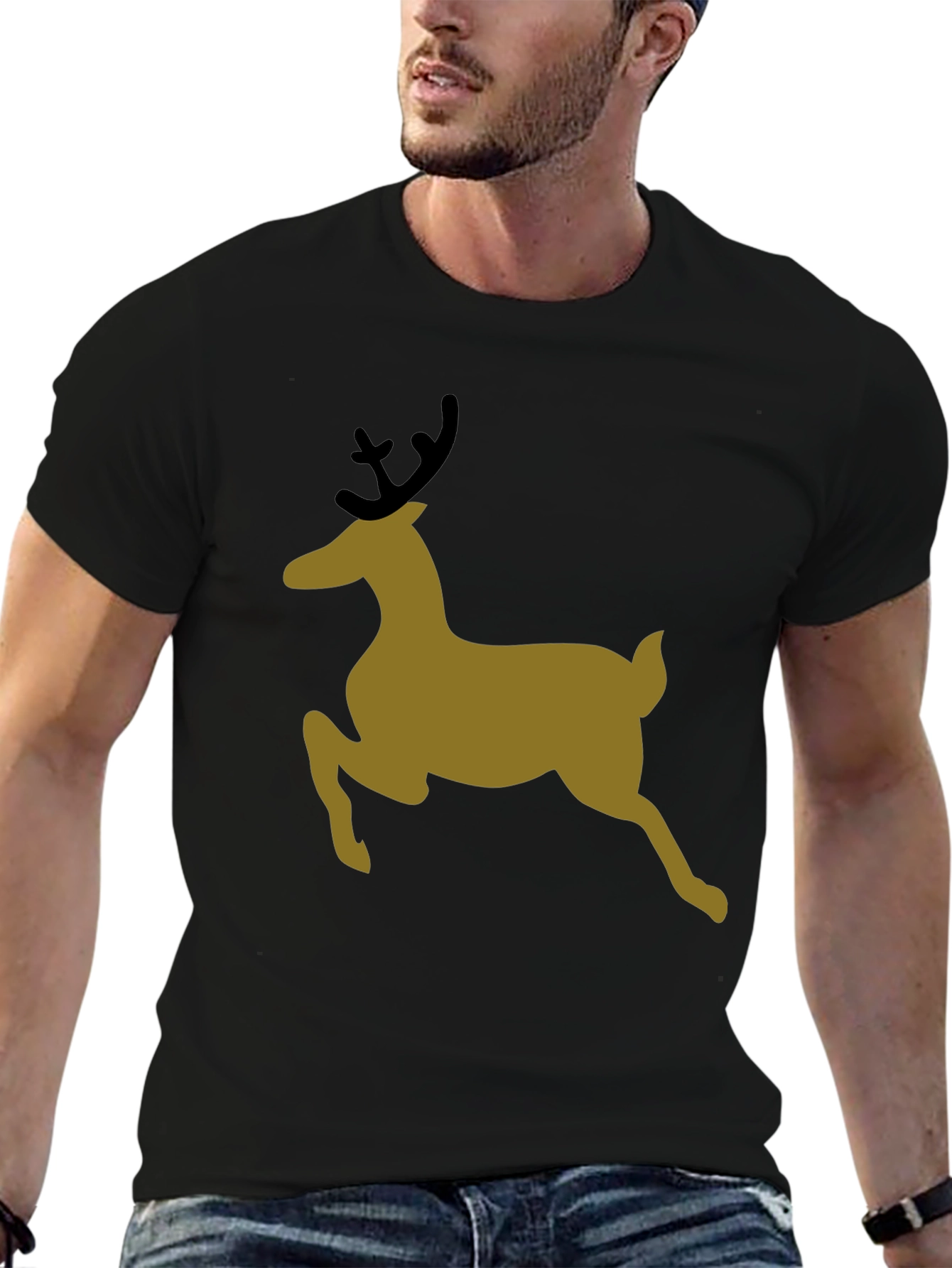 Holiday Deer Graphic Tee - Black T-Shirt