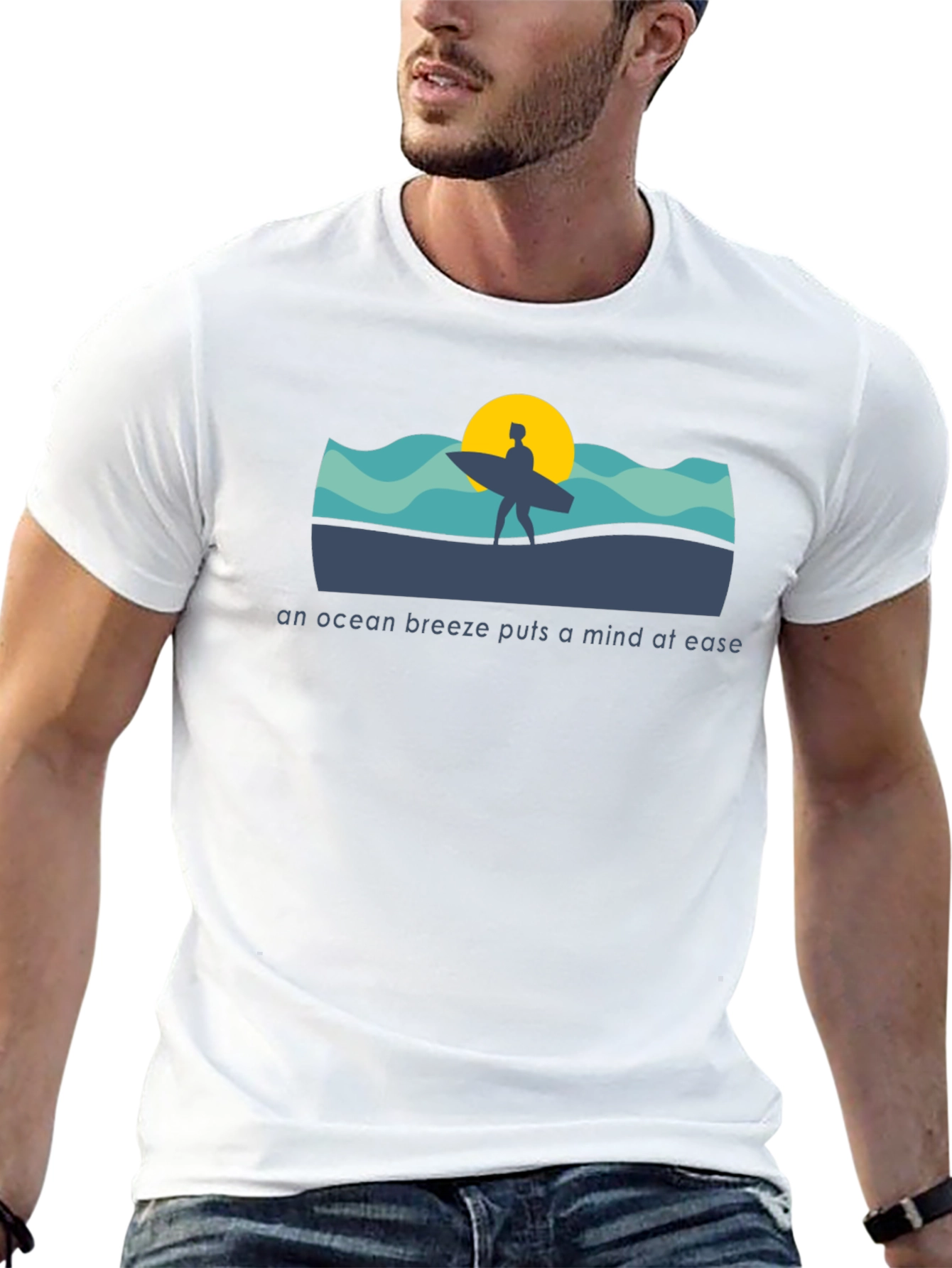 Ocean Breeze T-Shirt: Surfer Silhouette