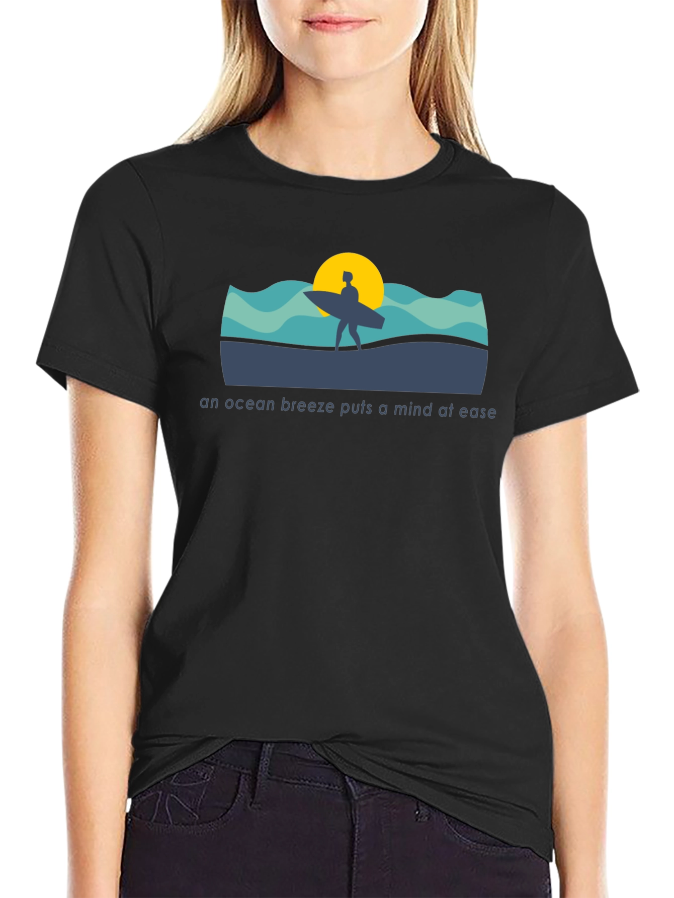Ocean Breeze T-Shirt: Surfer Silhouette