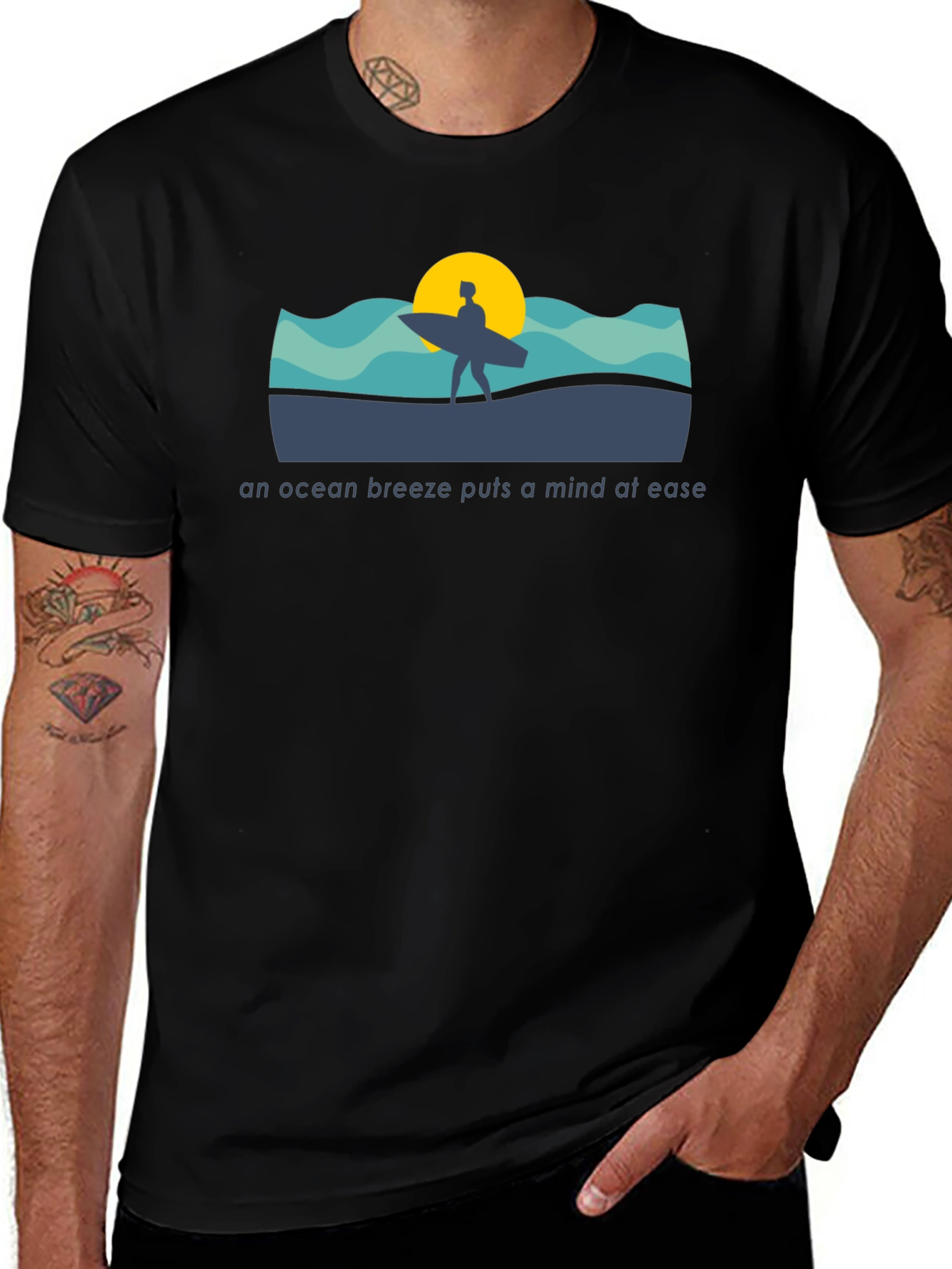 Ocean Breeze T-Shirt: Surfer Silhouette