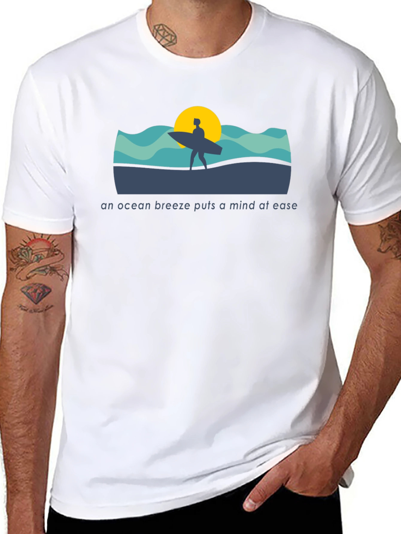 Ocean Breeze T-Shirt: Surfer Silhouette