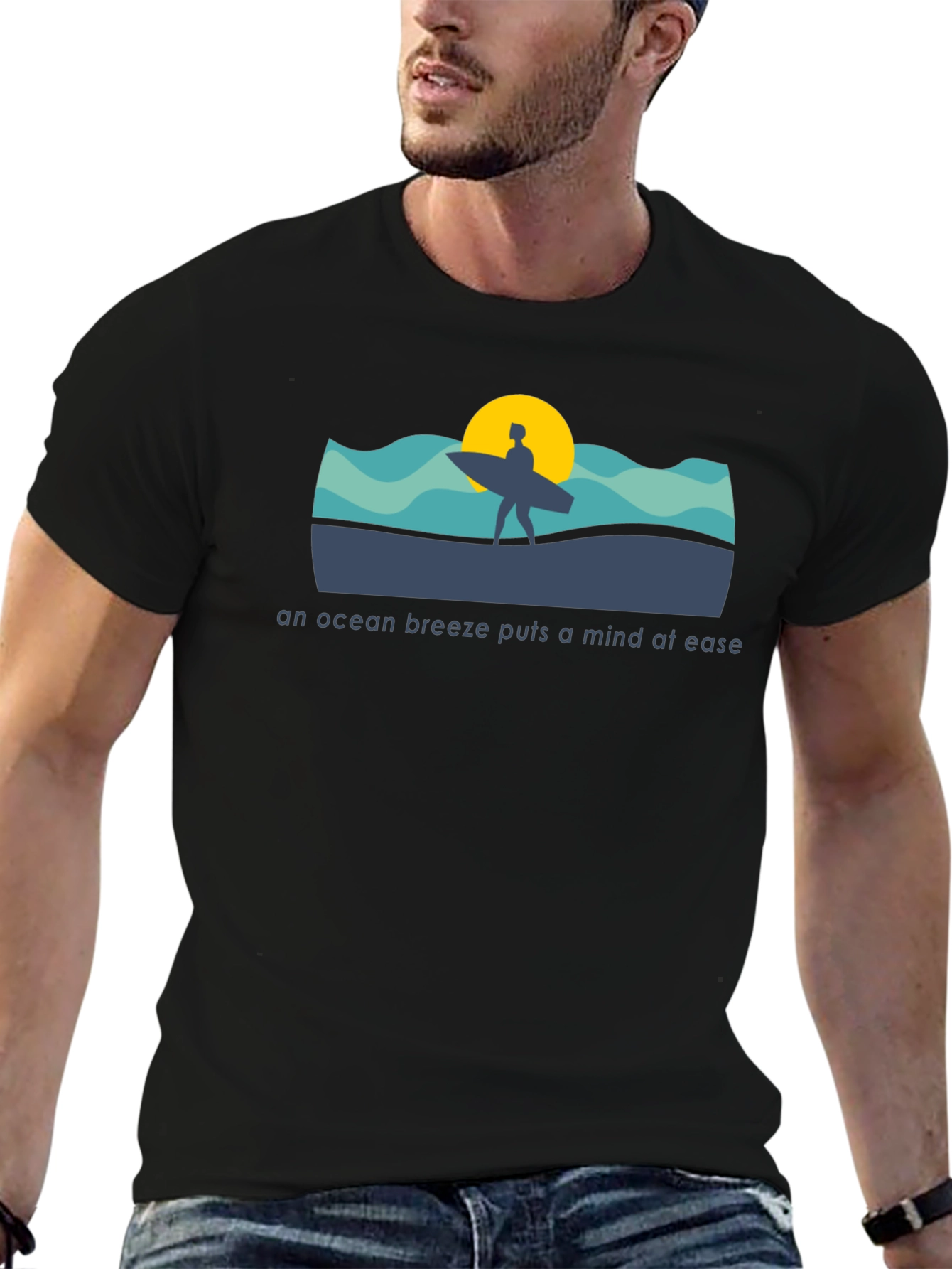 Ocean Breeze T-Shirt: Surfer Silhouette