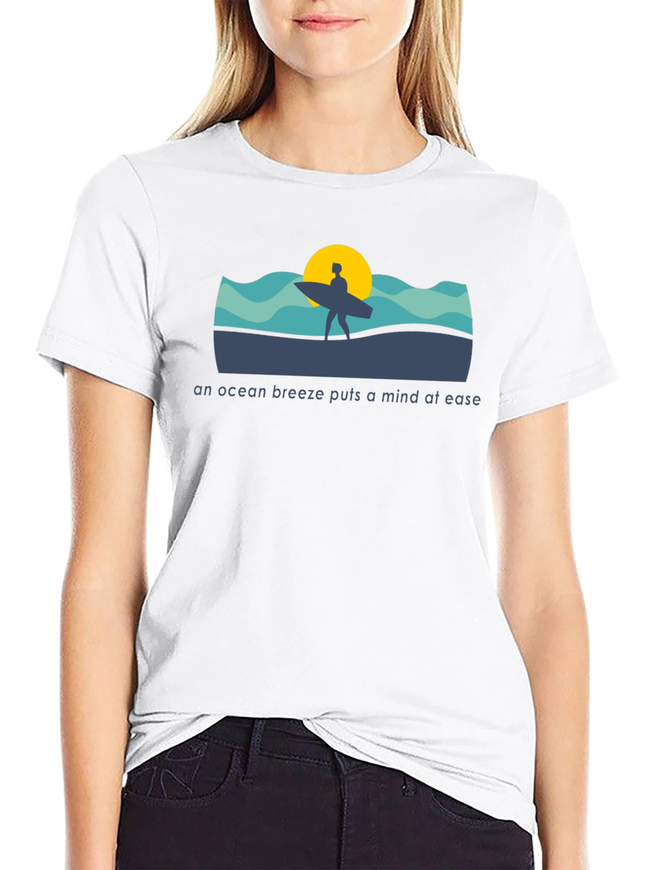 Ocean Breeze T-Shirt: Surfer Silhouette