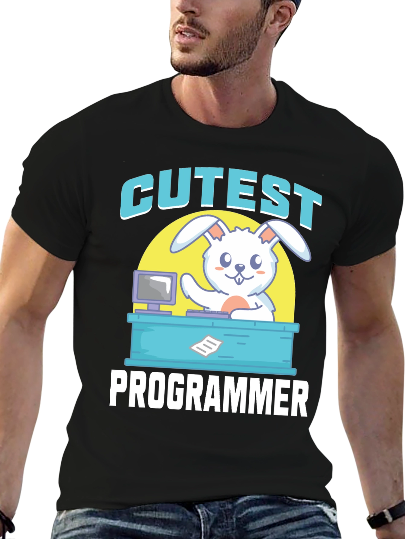 Cutest Programmer Graphic T-Shirt - Bunny Coder Tee
