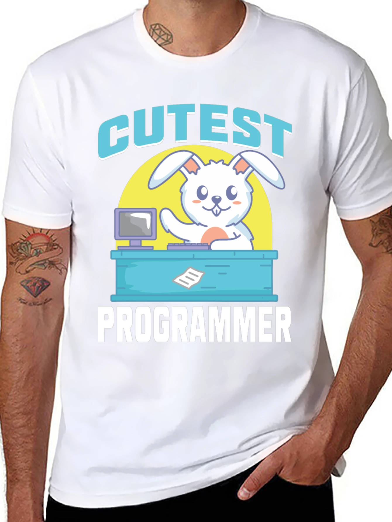 Cutest Programmer Graphic T-Shirt - Bunny Coder Tee