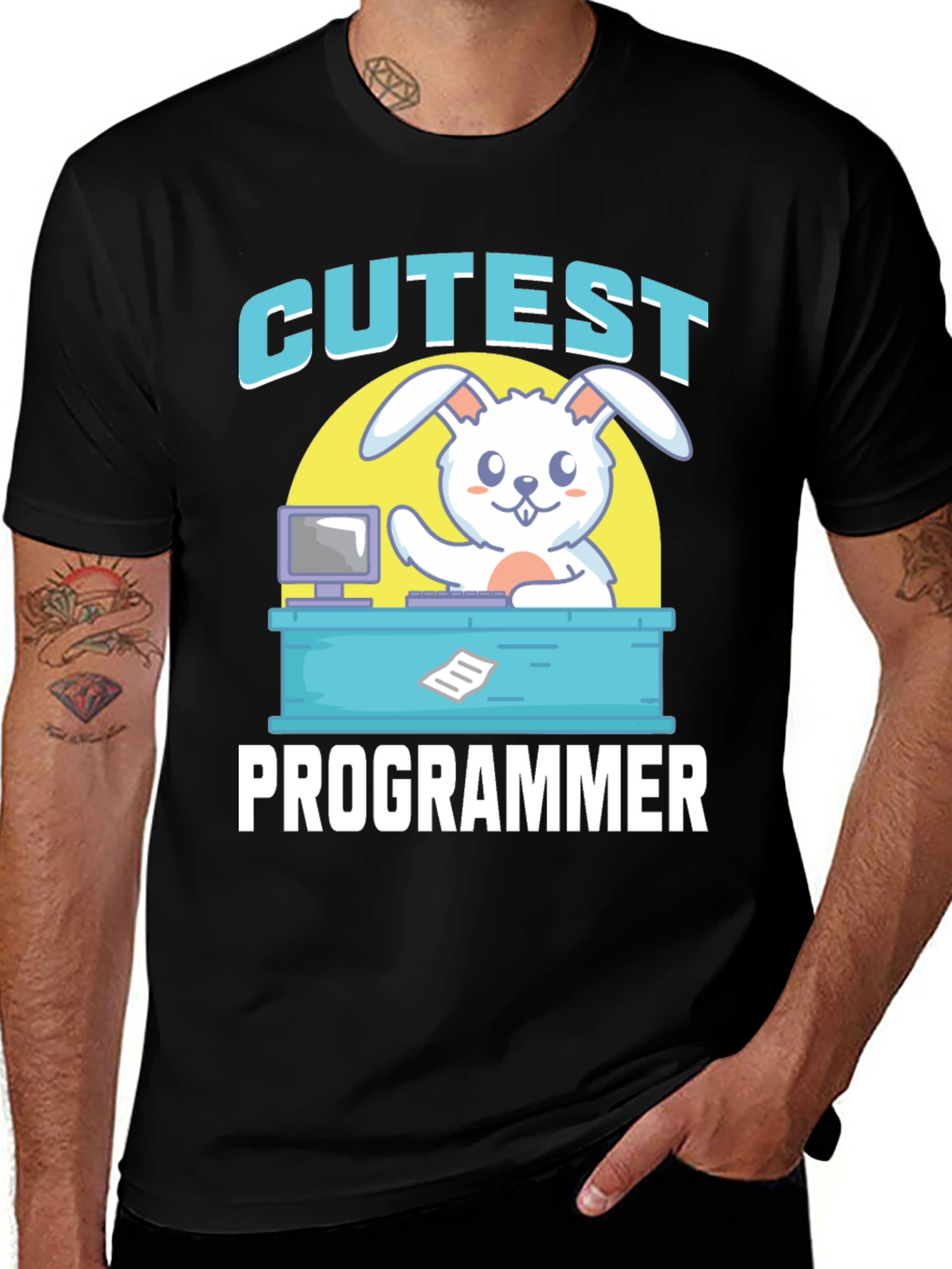 Cutest Programmer Graphic T-Shirt - Bunny Coder Tee
