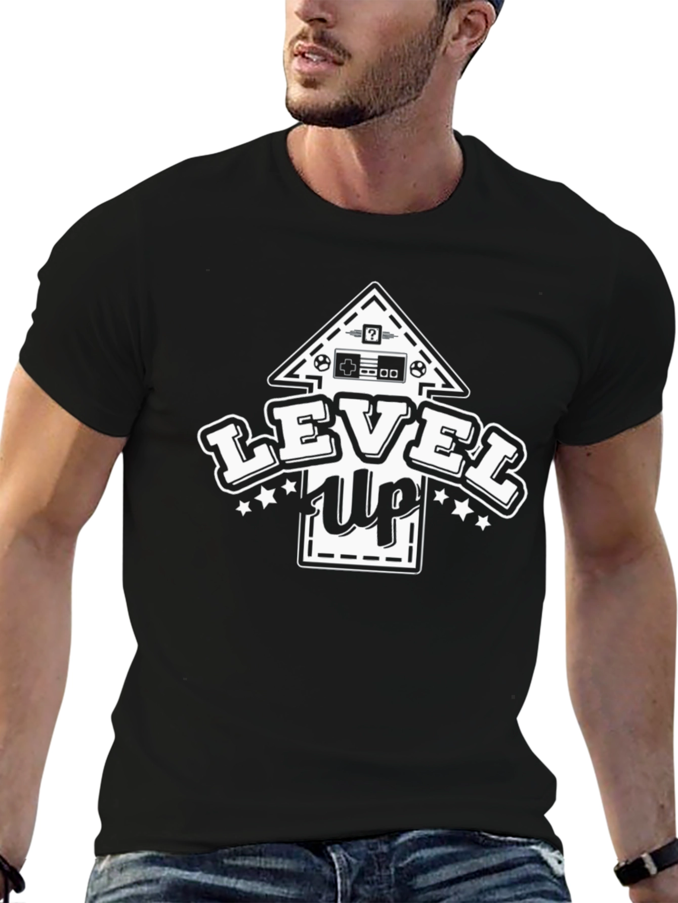 Level Up Gamer T-Shirt - Black Cotton Tee