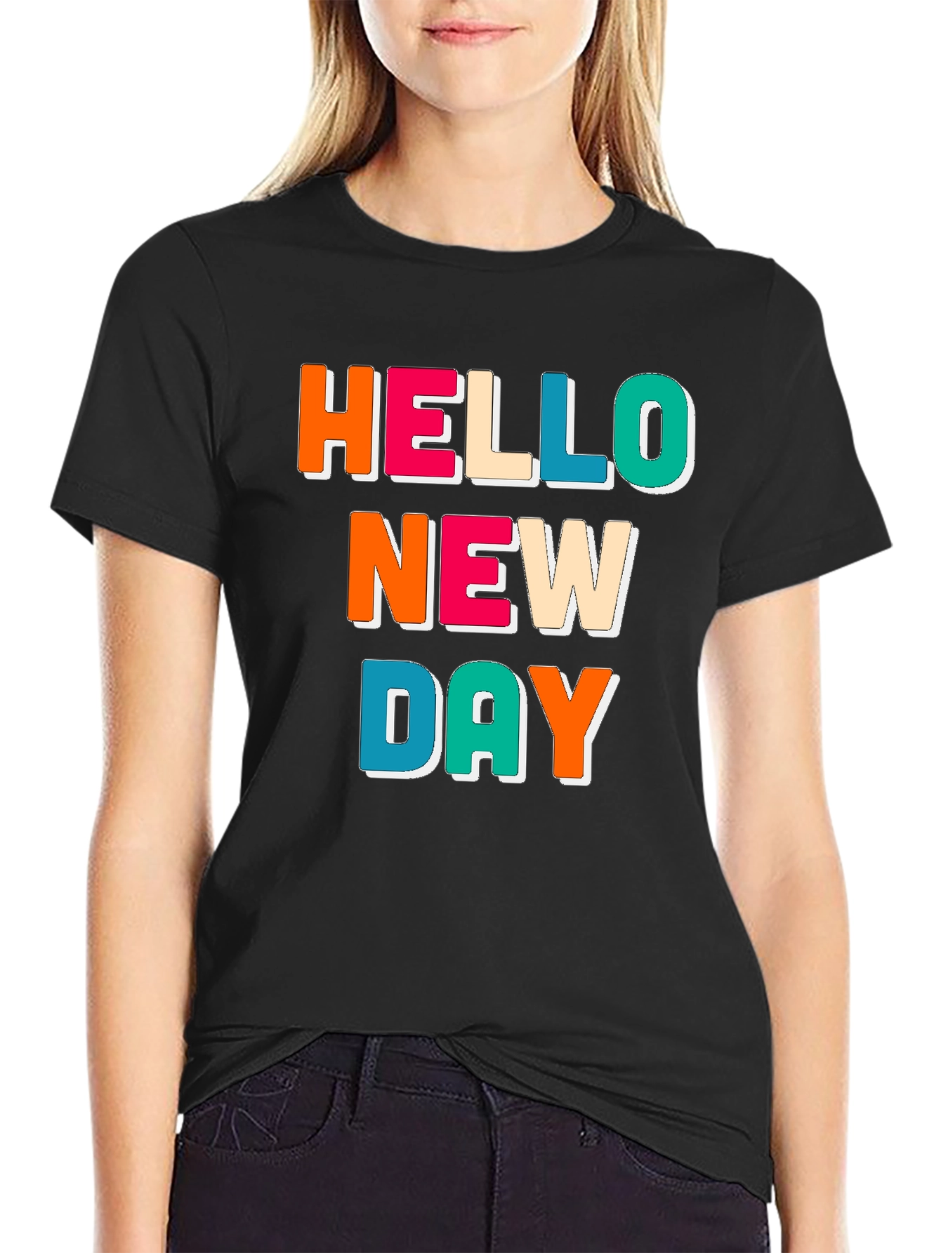 Hello New Day Graphic Tee - Trendy Casual Shirt