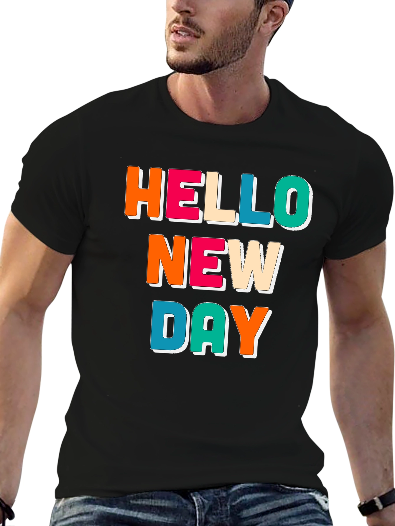 Hello New Day Graphic Tee - Trendy Casual Shirt