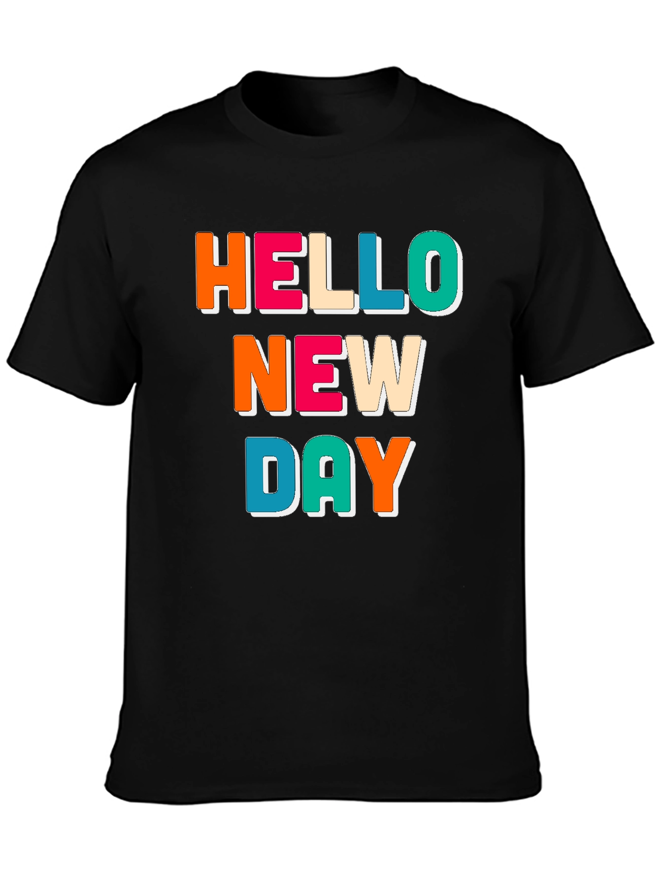 Hello New Day Graphic Tee - Trendy Casual Shirt