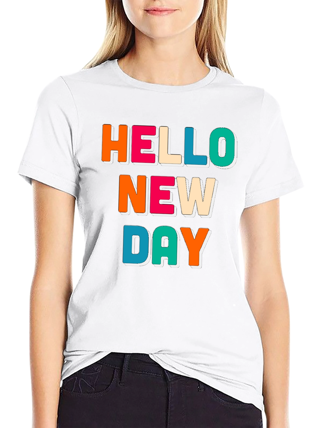 Hello New Day Graphic Tee - Trendy Casual Shirt