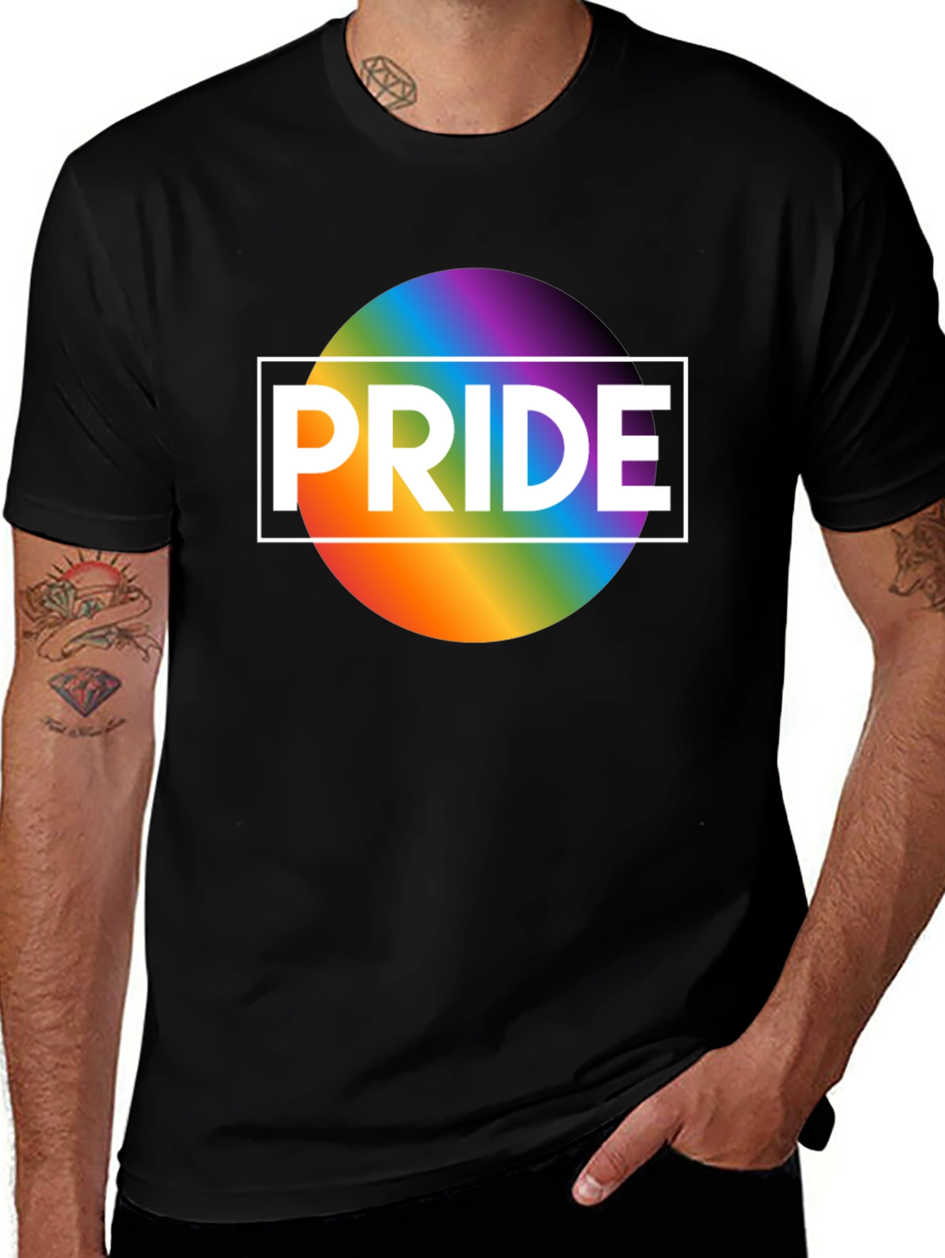 Pride Rainbow Graphic T-Shirt - Black
