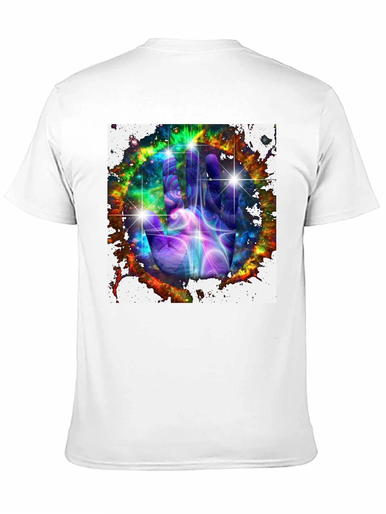 Cosmic Hand Graphic Tee - Galaxy Design