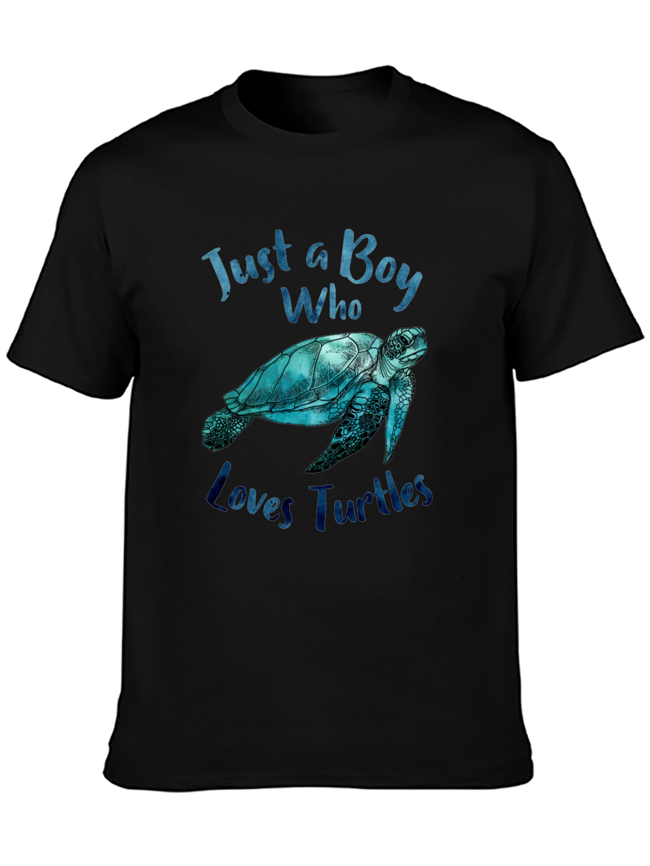 Boy Who Loves Turtles Graphic Tee - Black