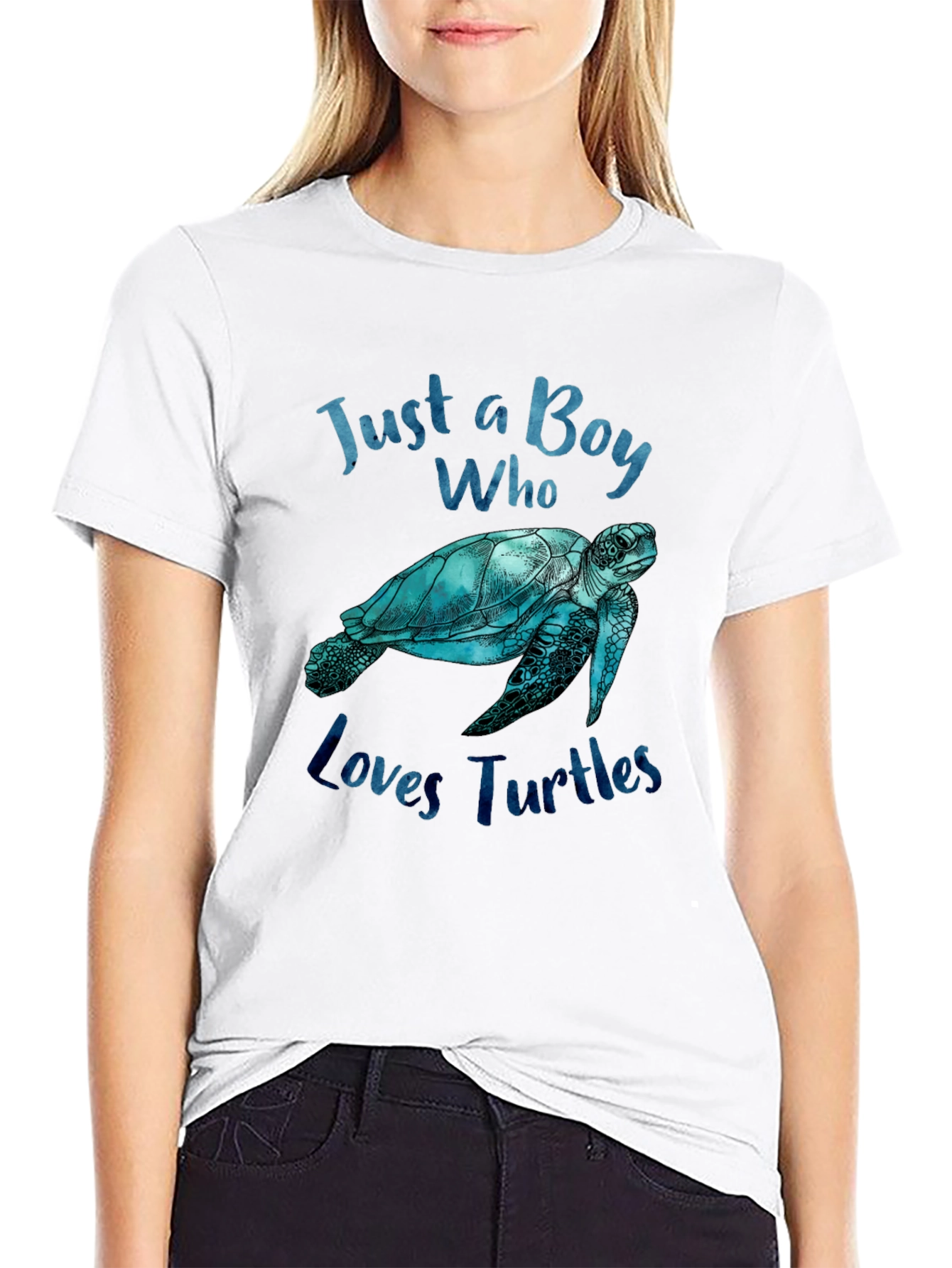 Boy Who Loves Turtles Graphic Tee - Black