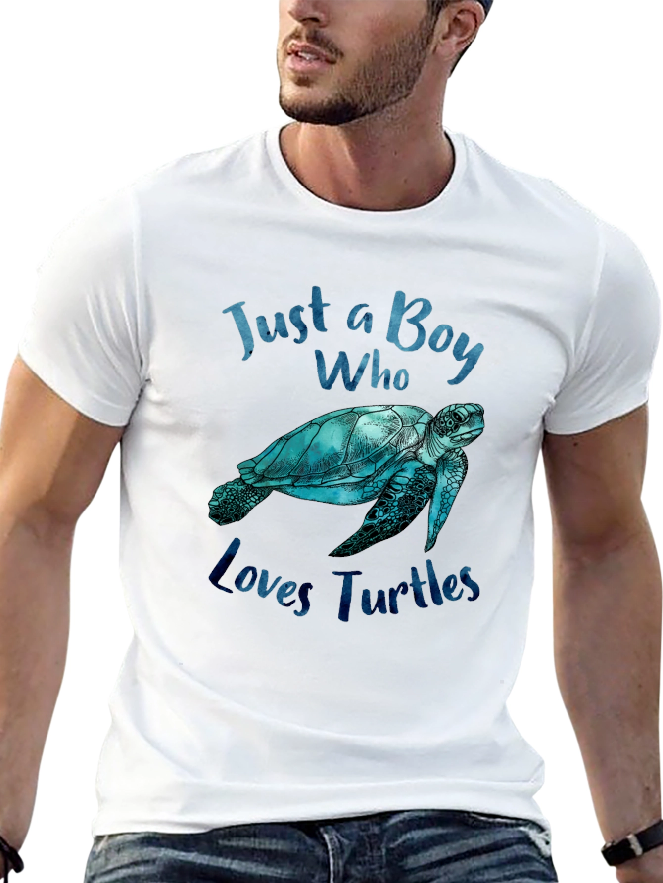 Boy Who Loves Turtles Graphic Tee - Black