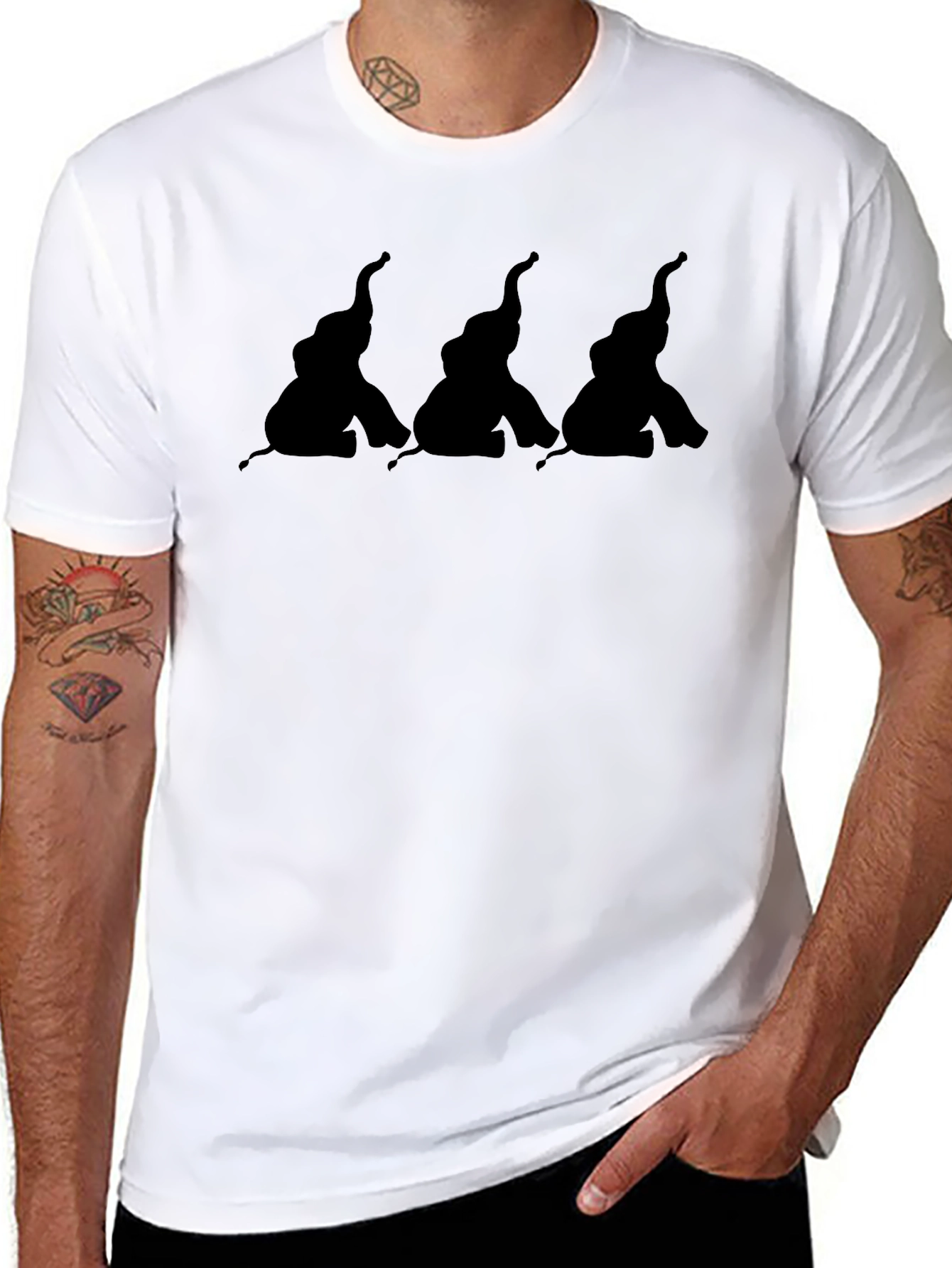 Elephant Trio Black Graphic Tee