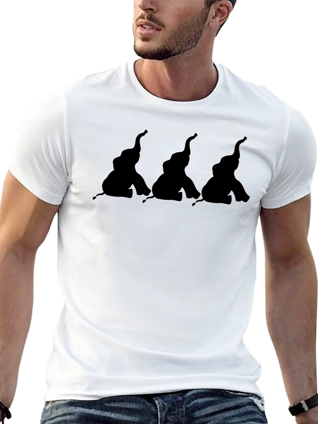 Elephant Trio Black Graphic Tee