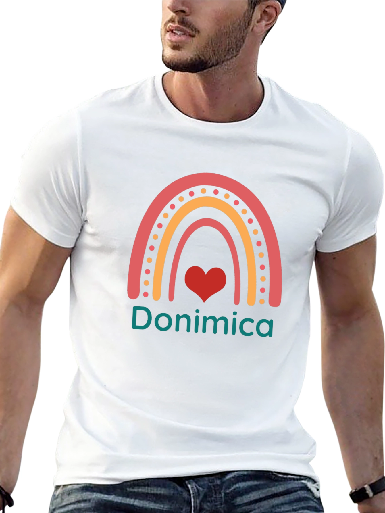 Rainbow Donimica Heart Tee - Stylish Graphic T-Shirt