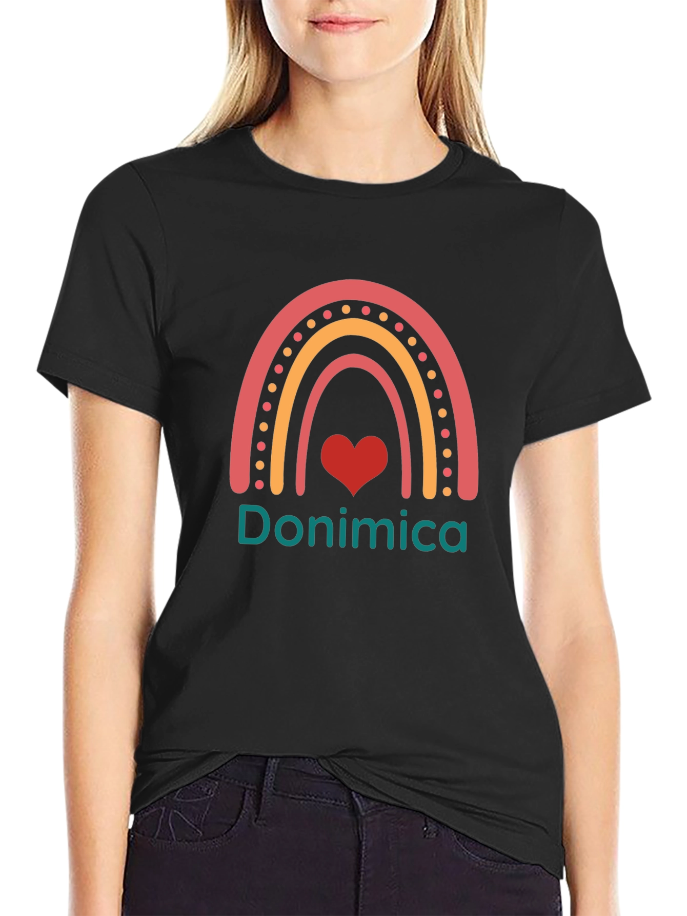 Rainbow Donimica Heart Tee - Stylish Graphic T-Shirt