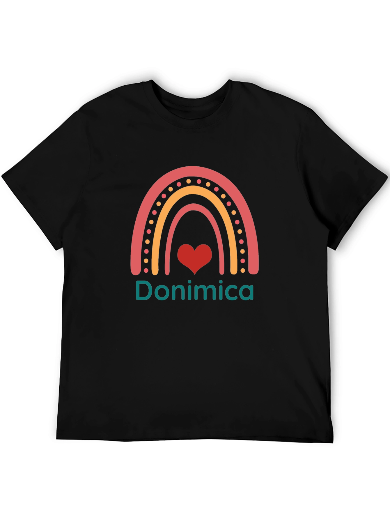 Rainbow Donimica Heart Tee - Stylish Graphic T-Shirt