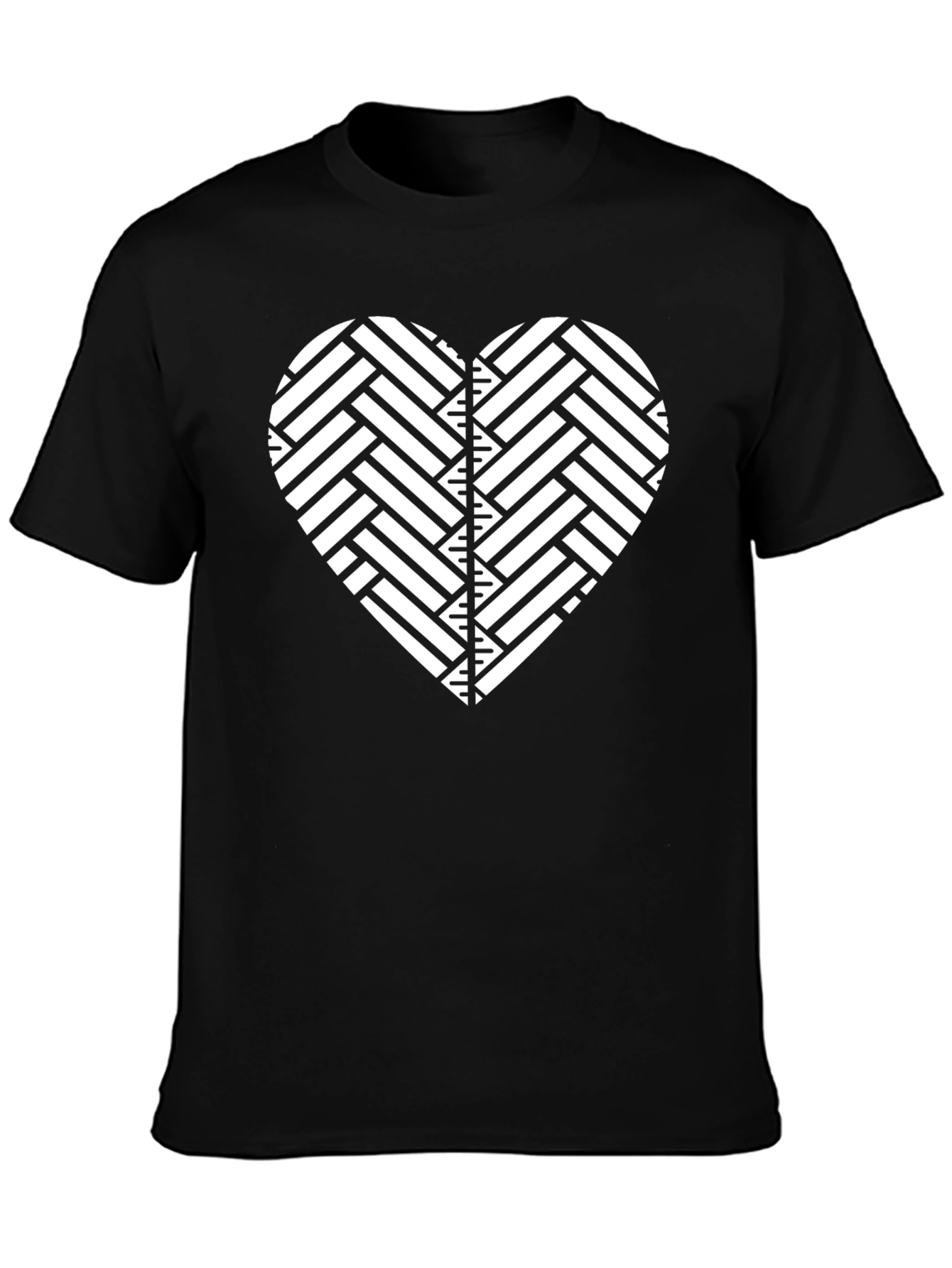 Geometric Heart Graphic Black T-Shirt