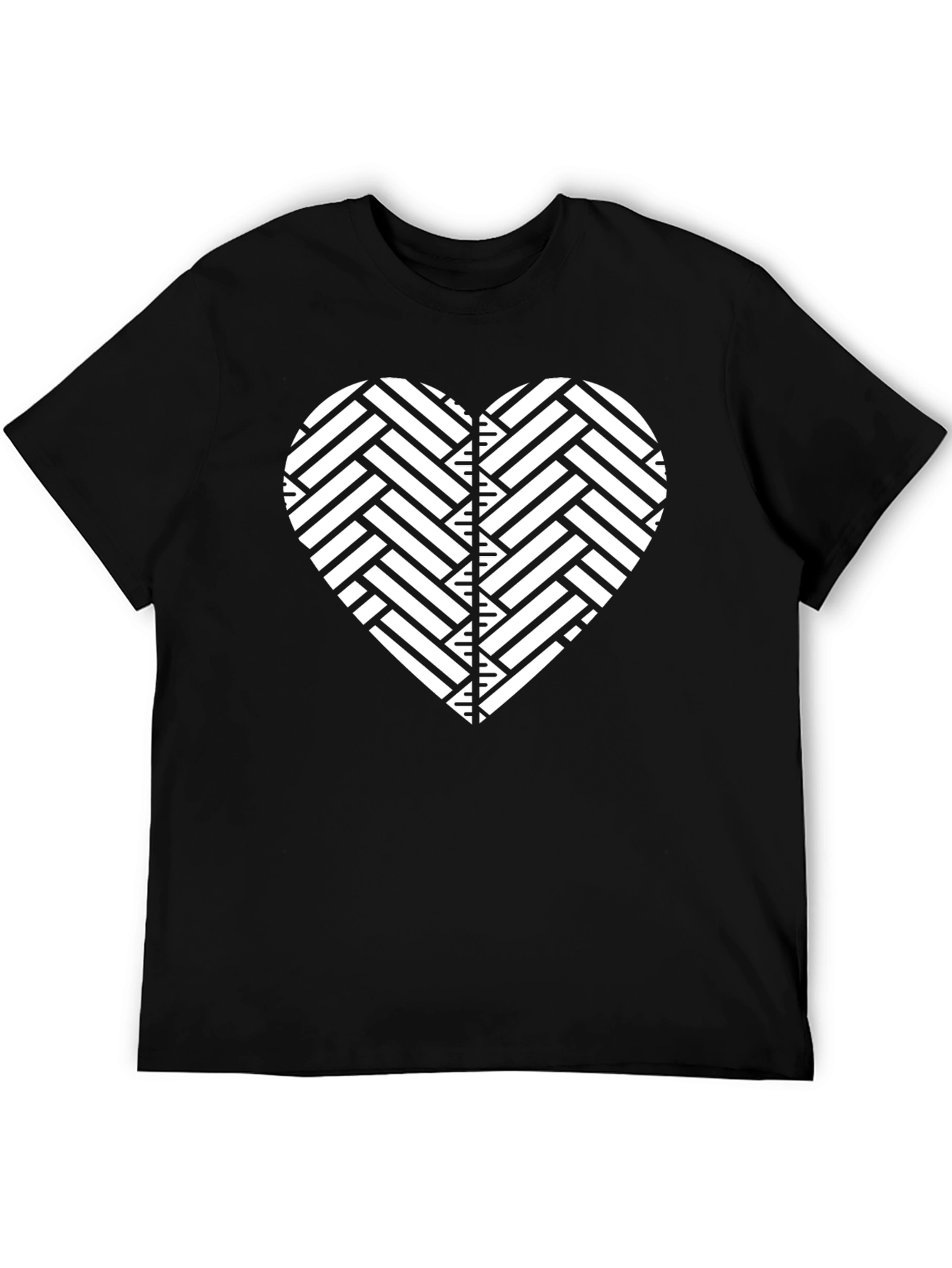 Geometric Heart Graphic Black T-Shirt