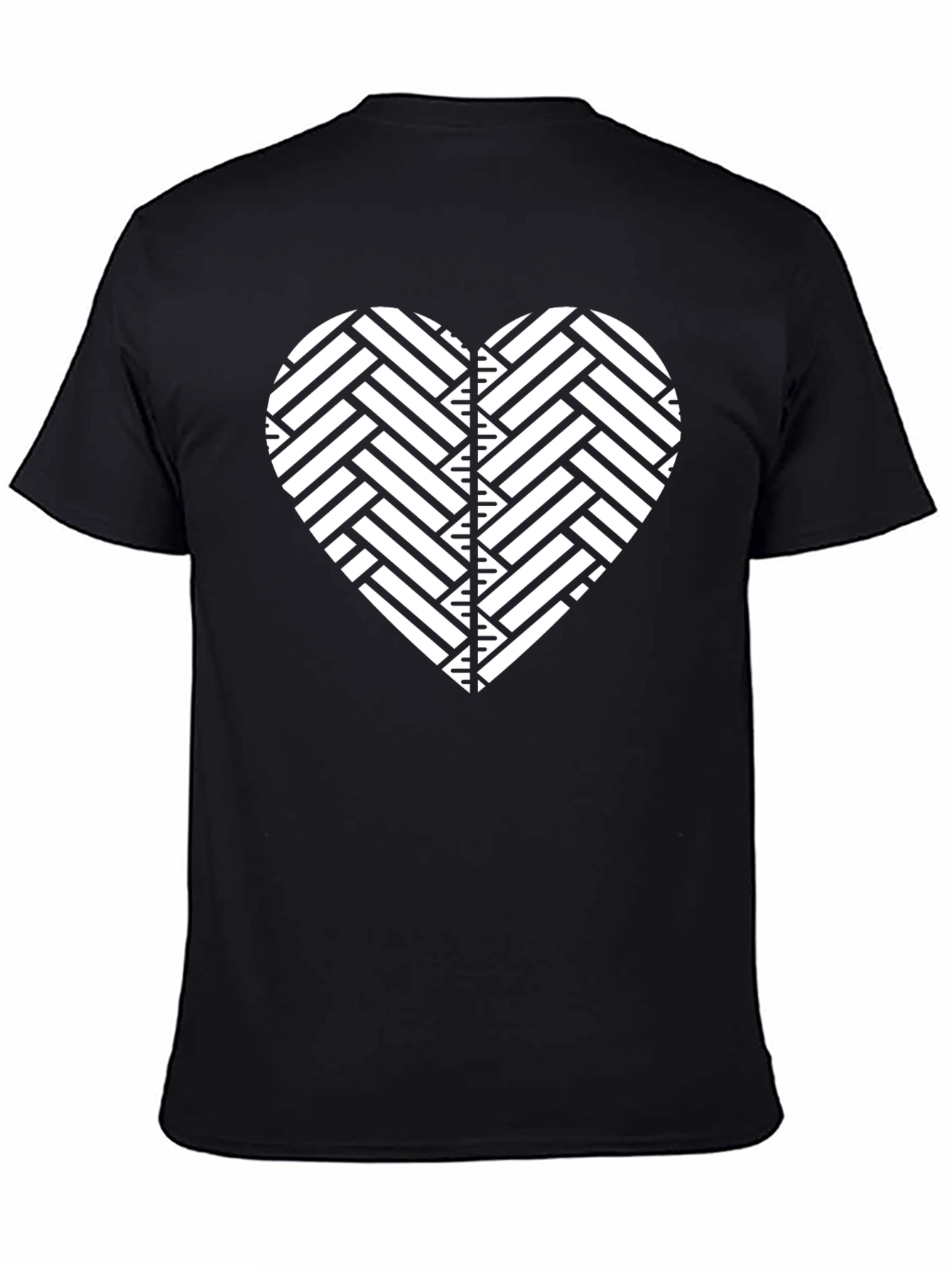 Geometric Heart Graphic Black T-Shirt