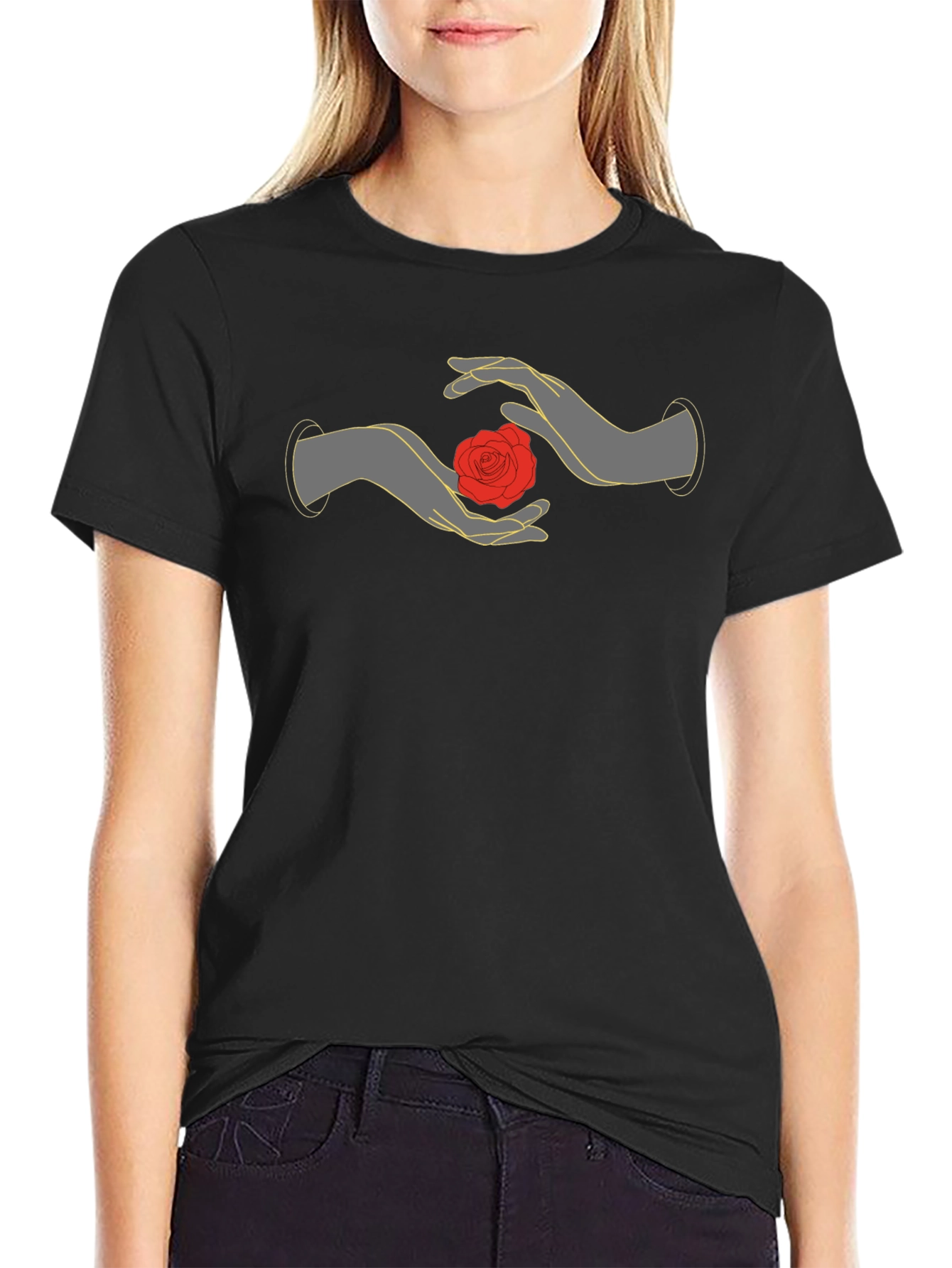 Mystic Rose Hands Graphic Tee - Black